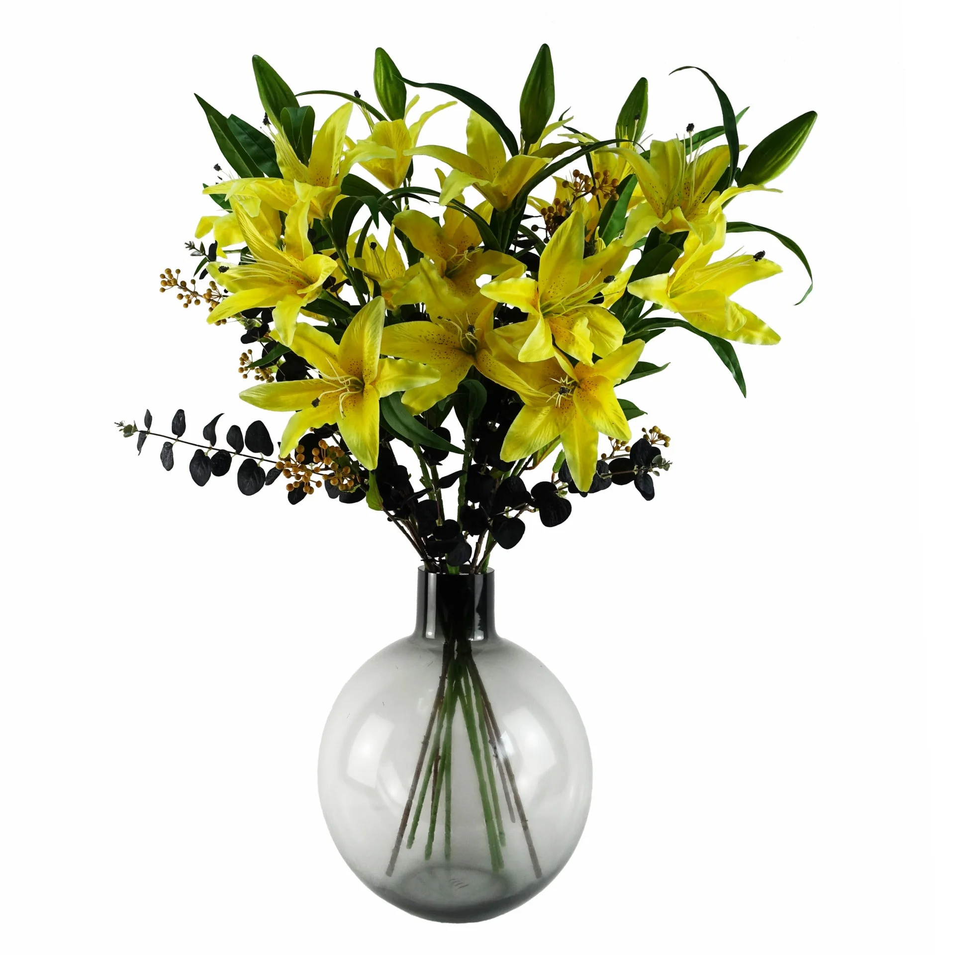 100cm Large Yellow Lily Stem - 3 Flowers - Image 4