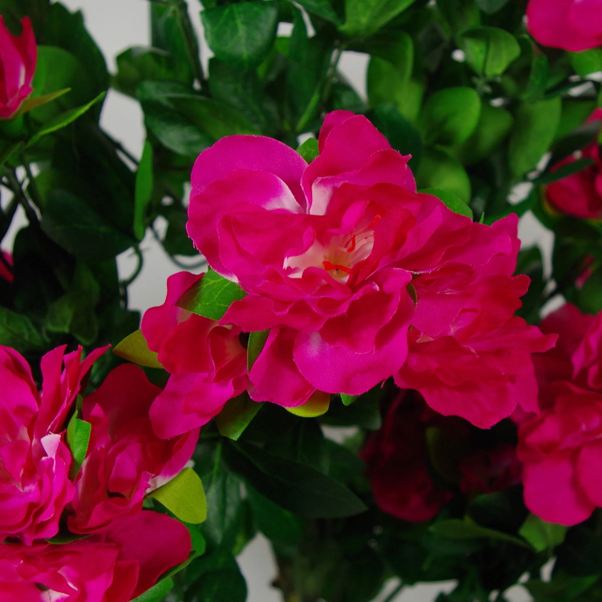 100cm Premium Artificial Azalea Pink Flowers Potted Plant with Silver Metal Planter - Image 2