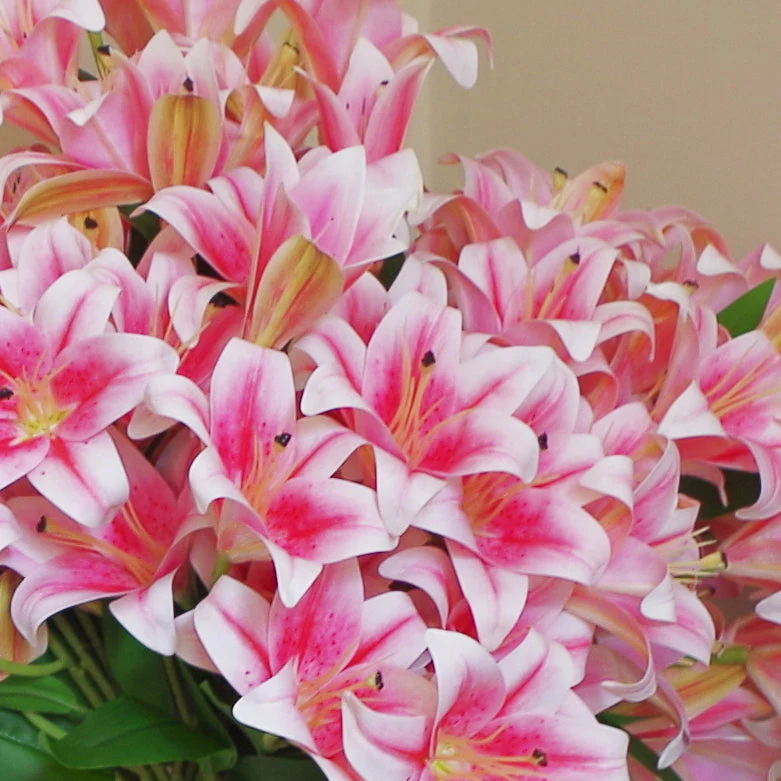 12 x 60cm Artificial Lily Stem Pink (144 Flowers) - Image 2