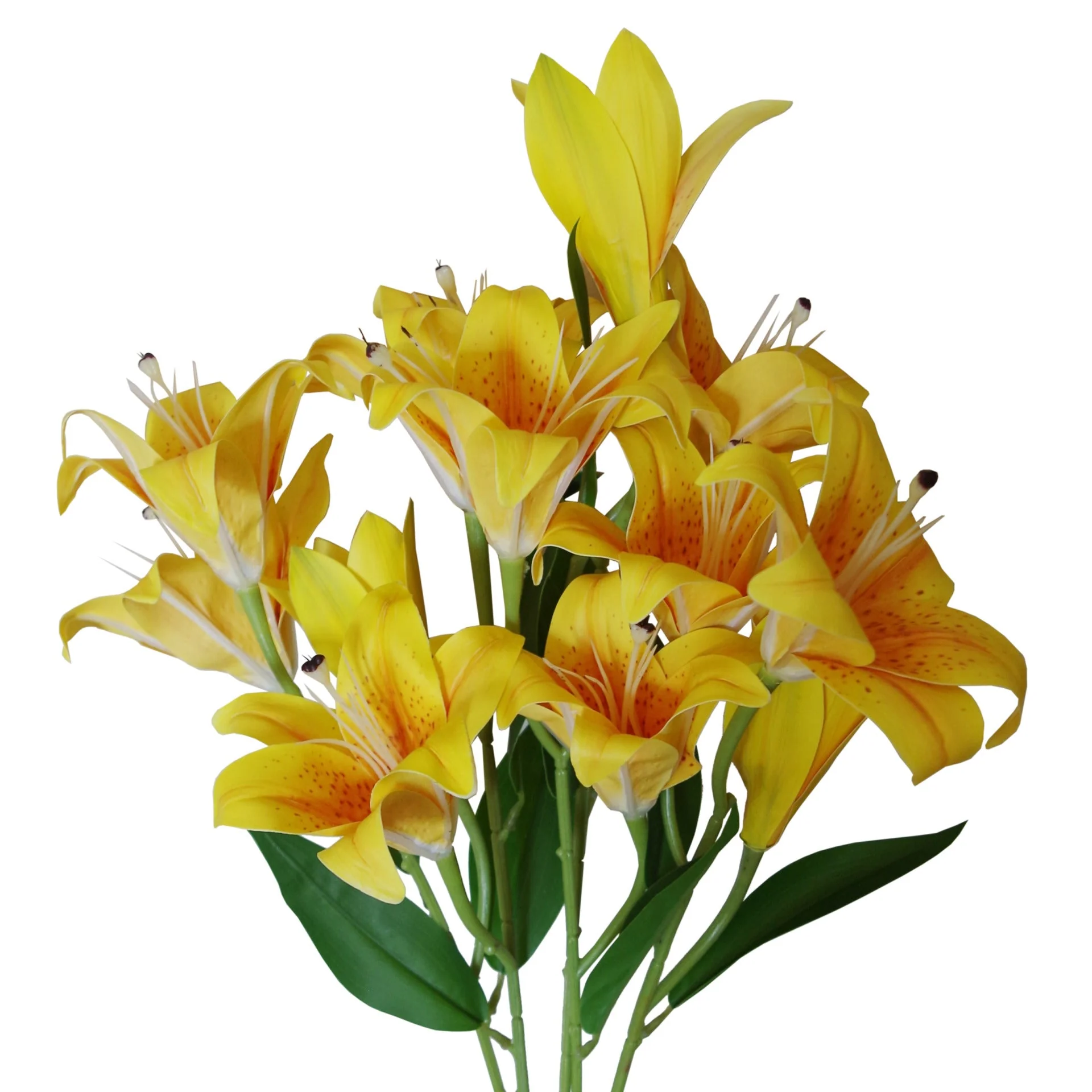 12 x 60cm Artificial Lily Stem Yellow (144 Flowers) - Image 4