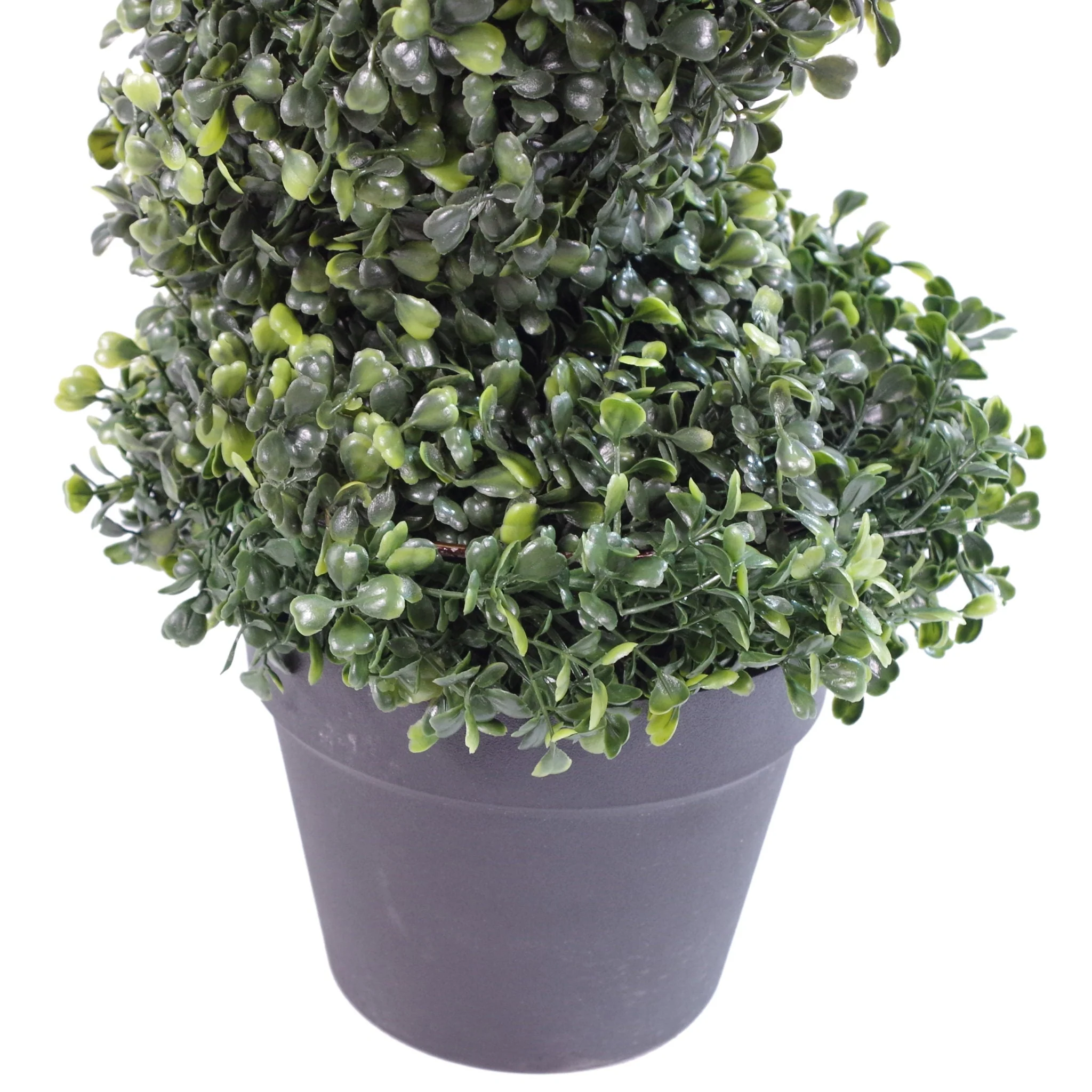 120cm (4ft) Tall Artificial Boxwood Tower Tree Topiary Spiral Metal Top - Image 3