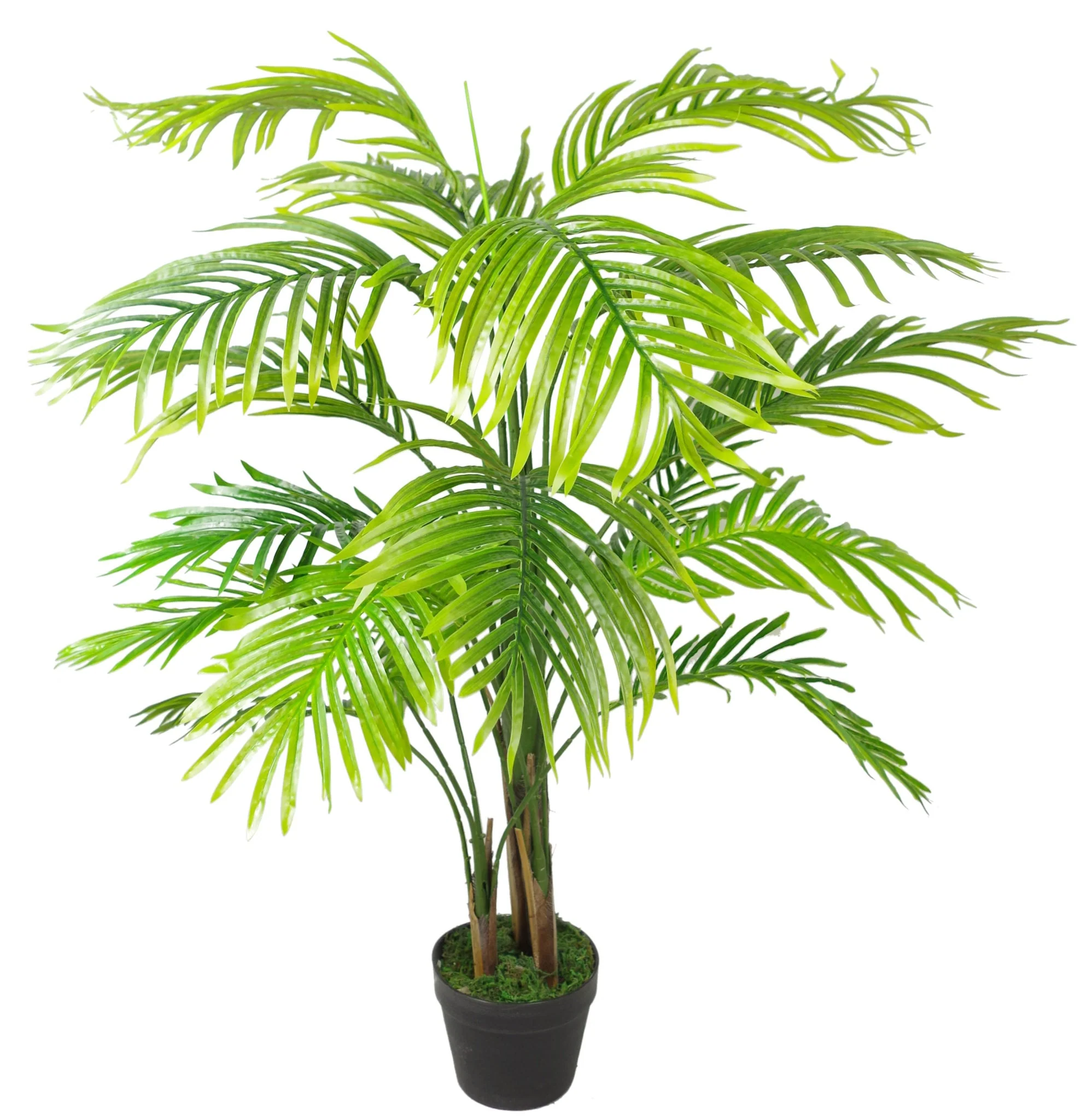 130cm Artificial Areca Palm Tree - Extra Large with Gold Metal Planter - Image 3
