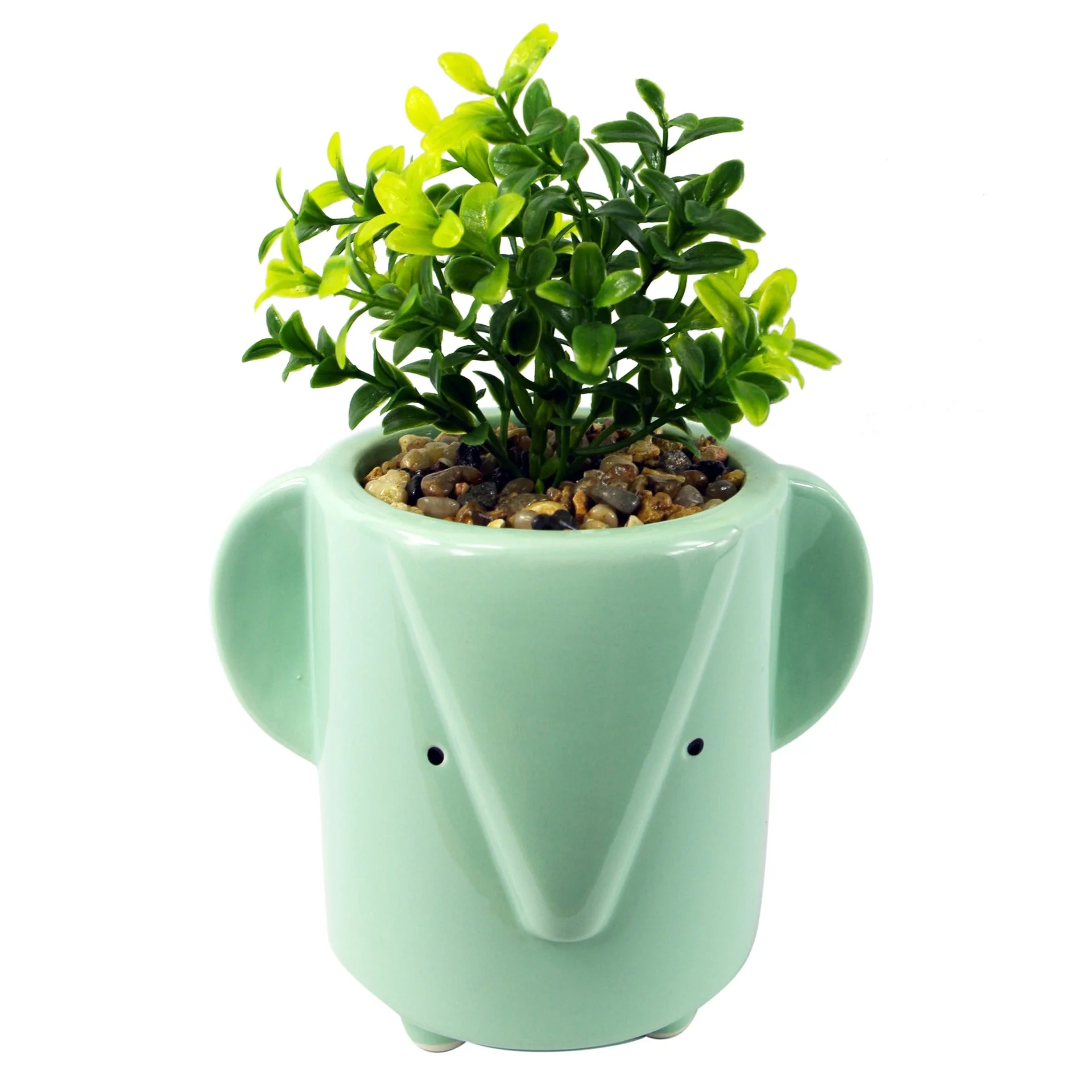 13cm Ceramic Blue Elephant Planter - Image 2