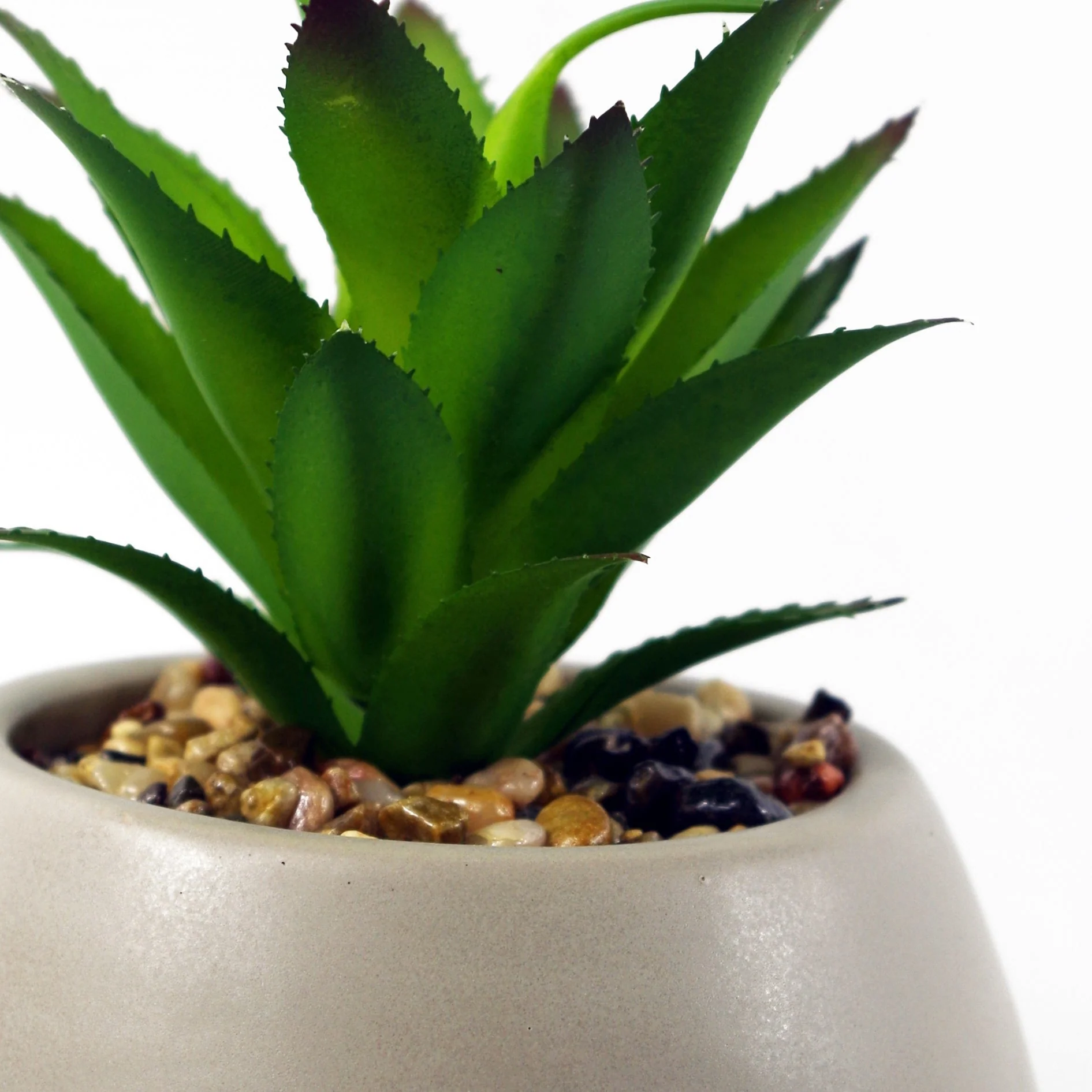 15cm Ceramic Pebble Grey Planter with Artificial Succulent Plant - Image 2