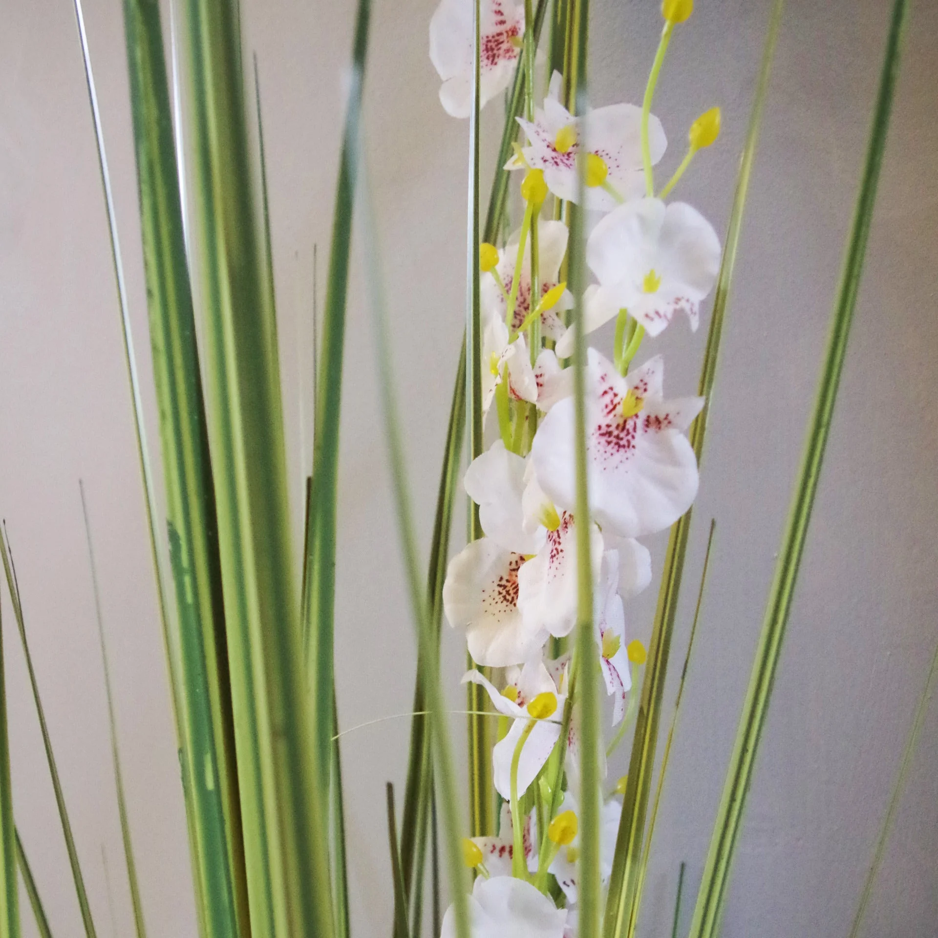 165cm Artificial Grass Plant with White Orchid Flowers - Image 3