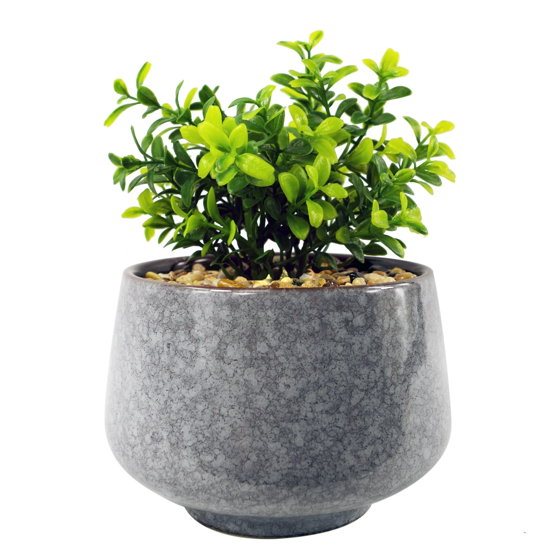 17cm Ceramic Tall Blue Planter with Artificial Crassula Plant