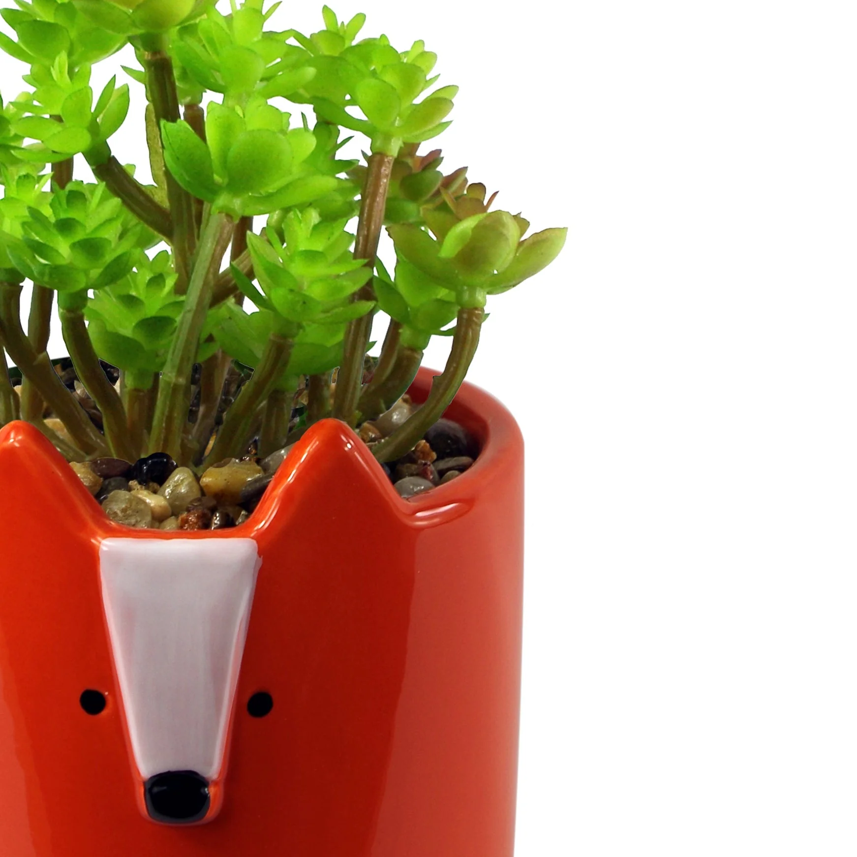 18cm Ceramic Orange Fox Planter with Artificial Succulent Plant - Image 2