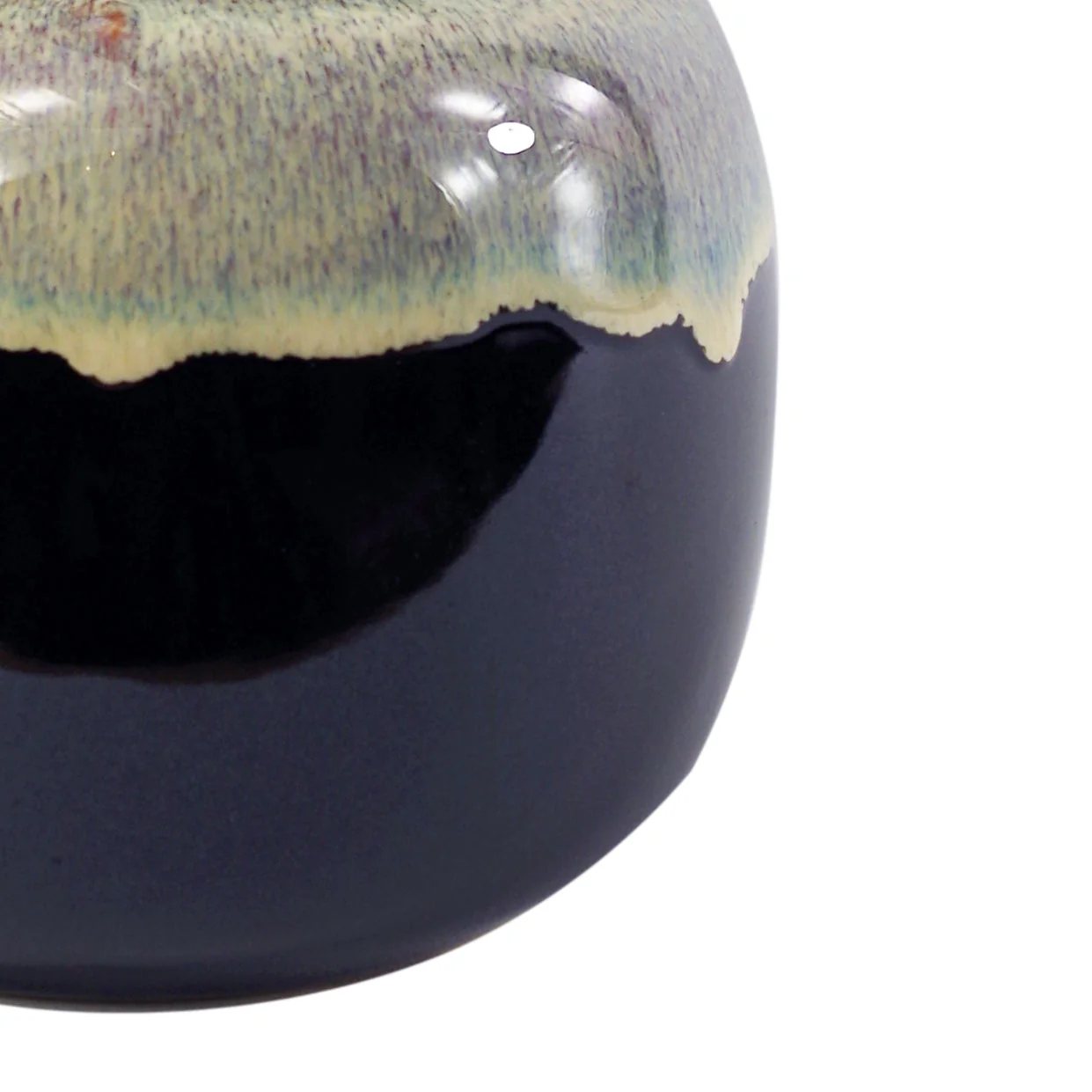 22cm Ceramic Drip Glazed Planter with Artificial Red Mosaic Plant - Image 3