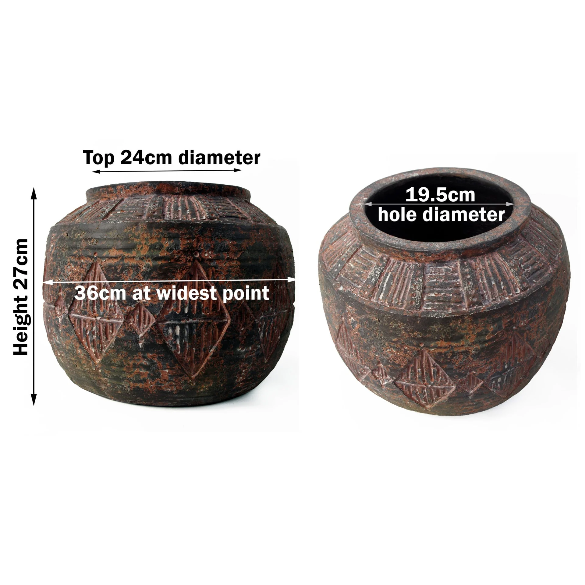 27cm x 36cm Aztec Diamond Large Planter - Image 3