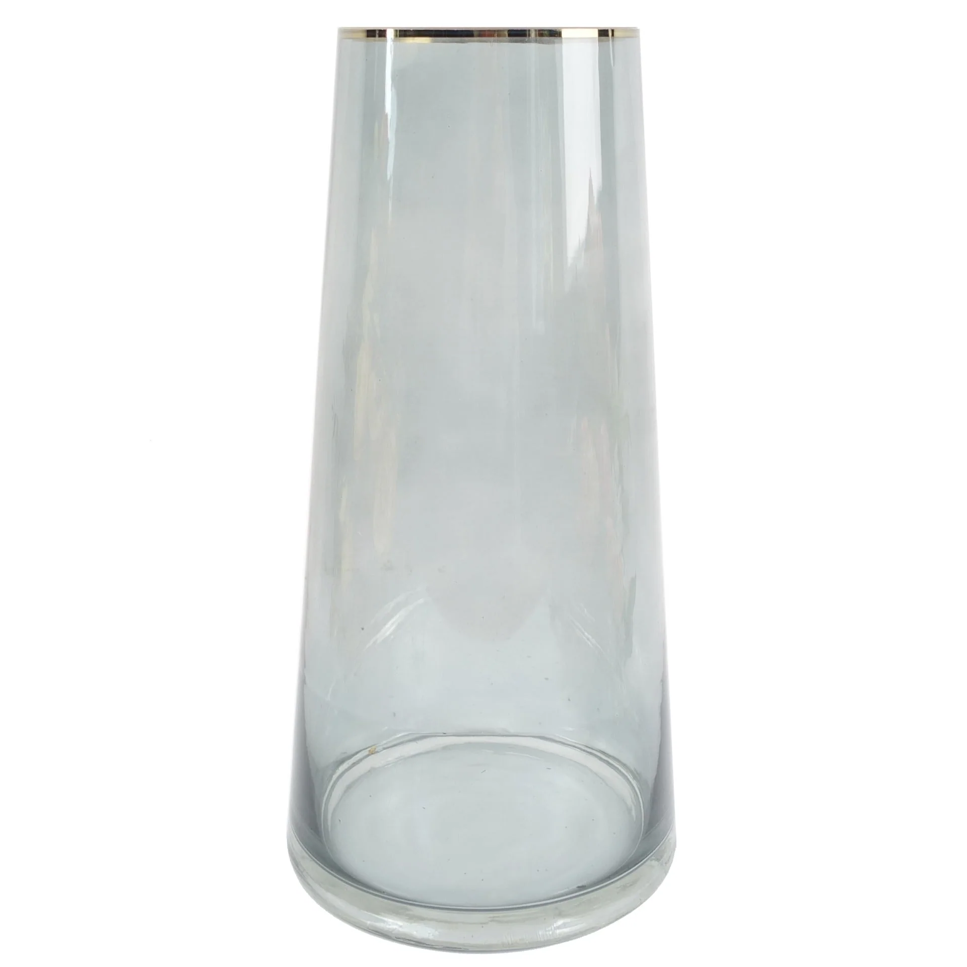 28cm Gold Rim Smoke Grey Glass Vase