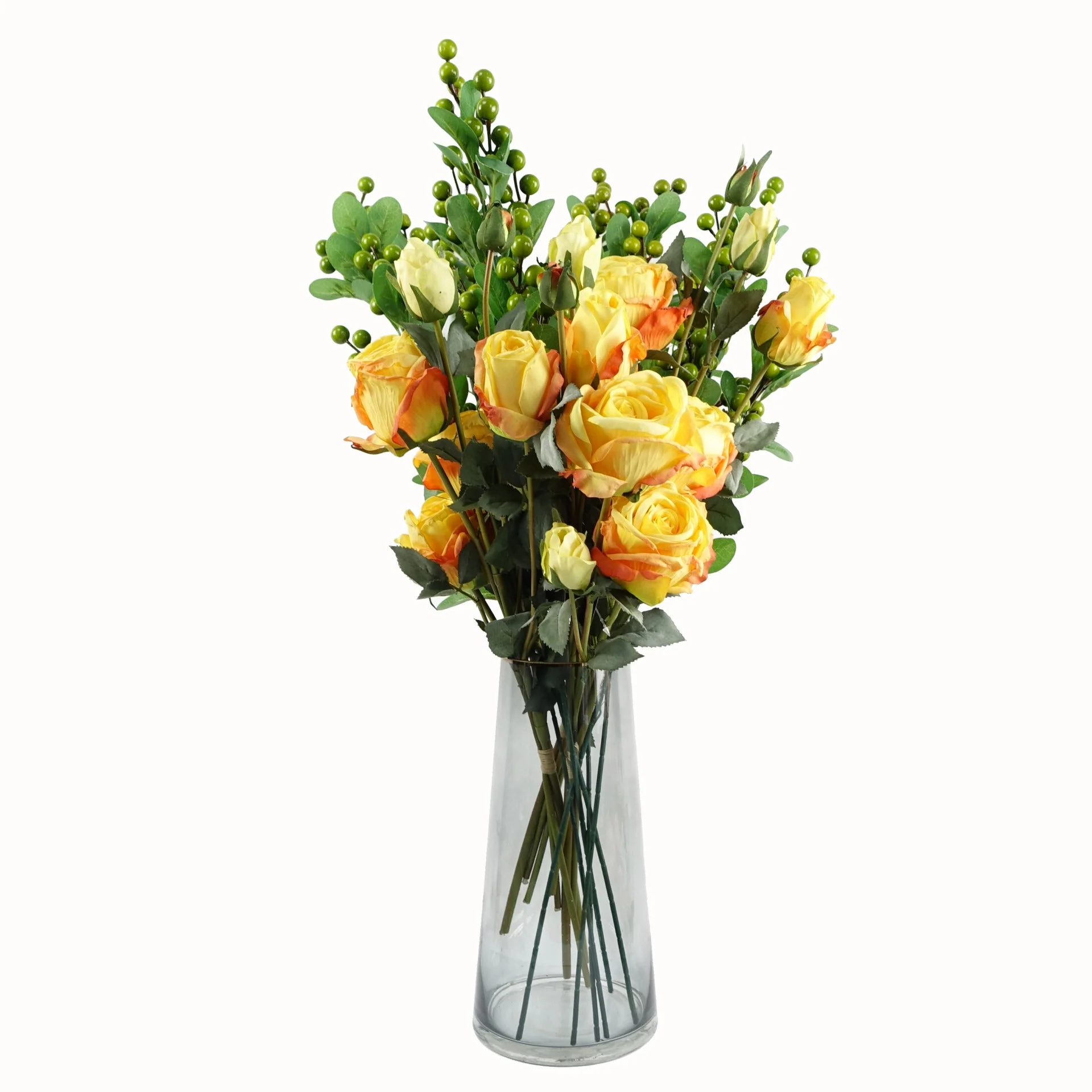 28cm Gold Rim Smoke Grey Glass Vase - Image 2