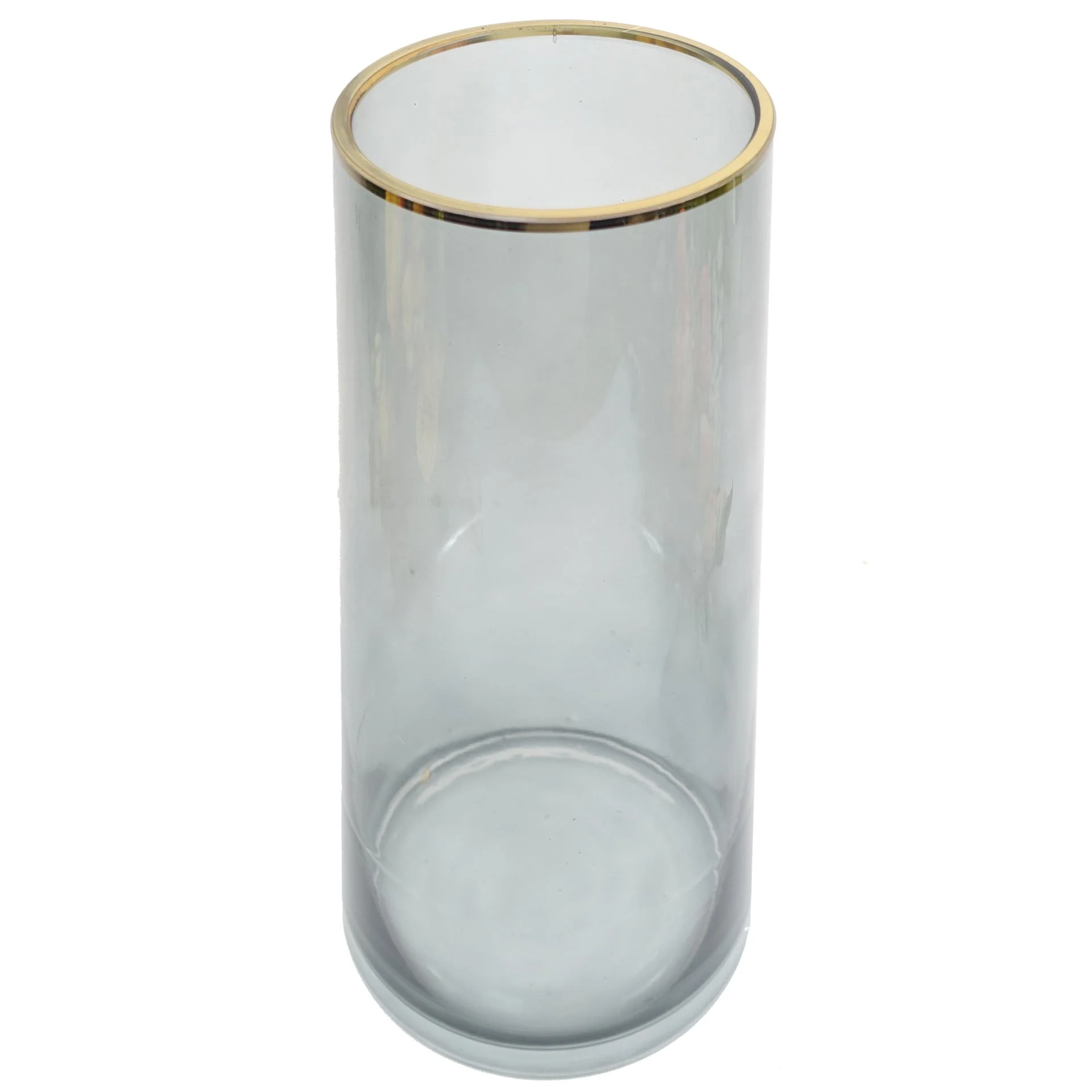28cm Gold Rim Smoke Grey Glass Vase - Image 3
