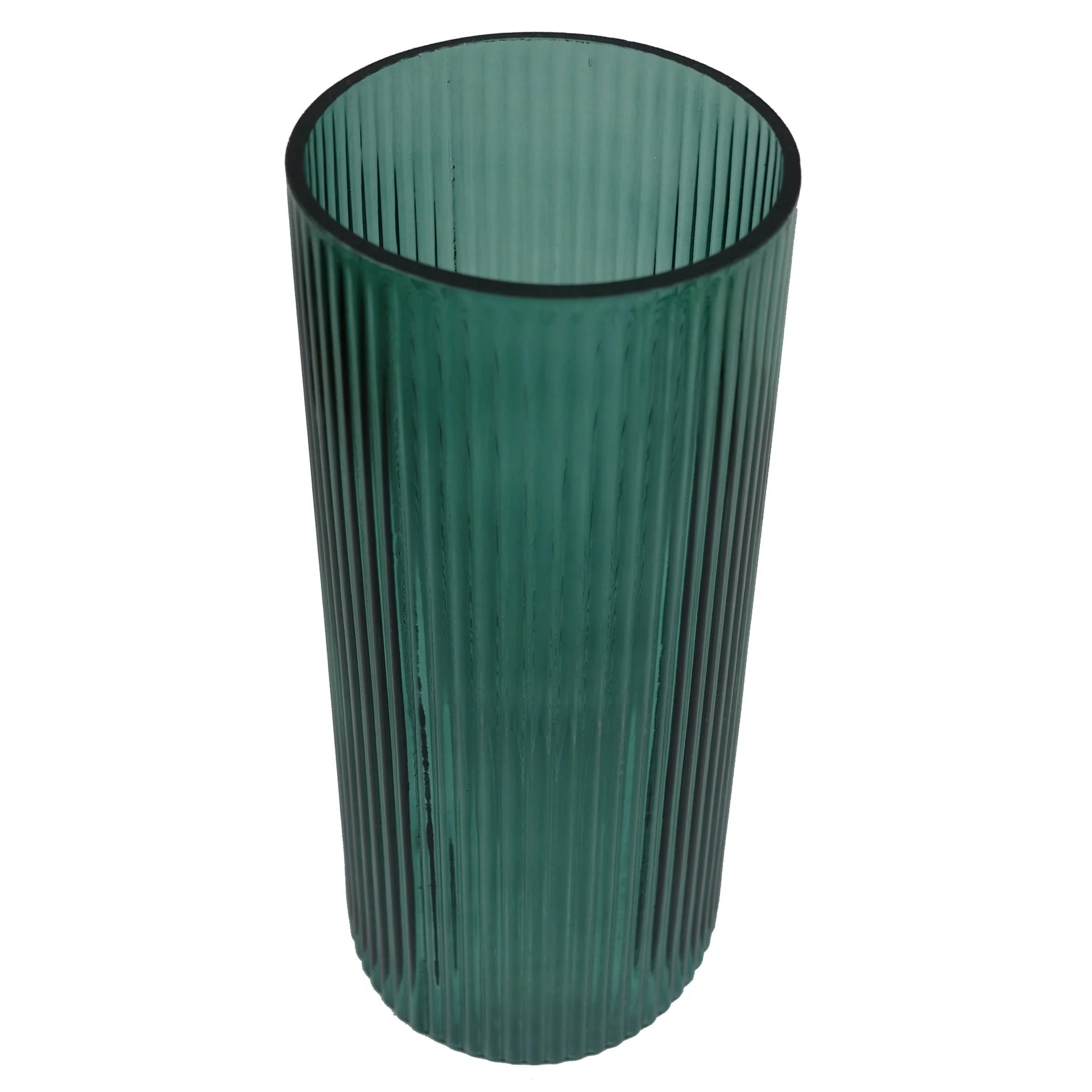 28cm Green Ridged Glass Vase - Image 3