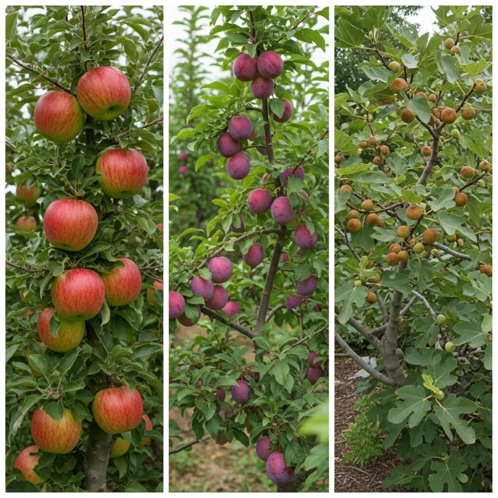 3 Super Easy to Grow Fruit Trees: Potted Fig (3L) & 2 Bare Root Apple & Plum Trees
