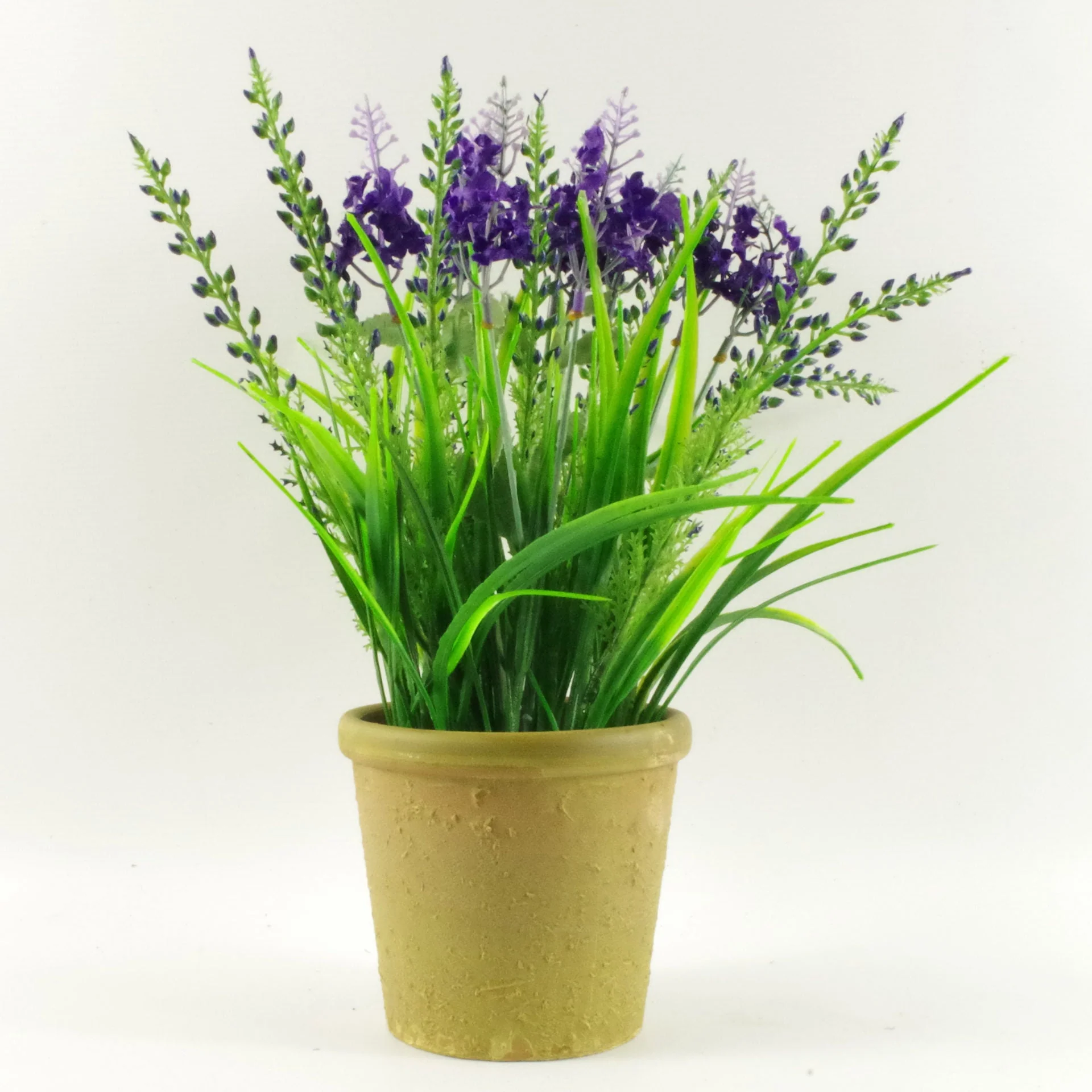 30cm Artificial Lavender Grass Plant with Stoneware Planter - Image 4