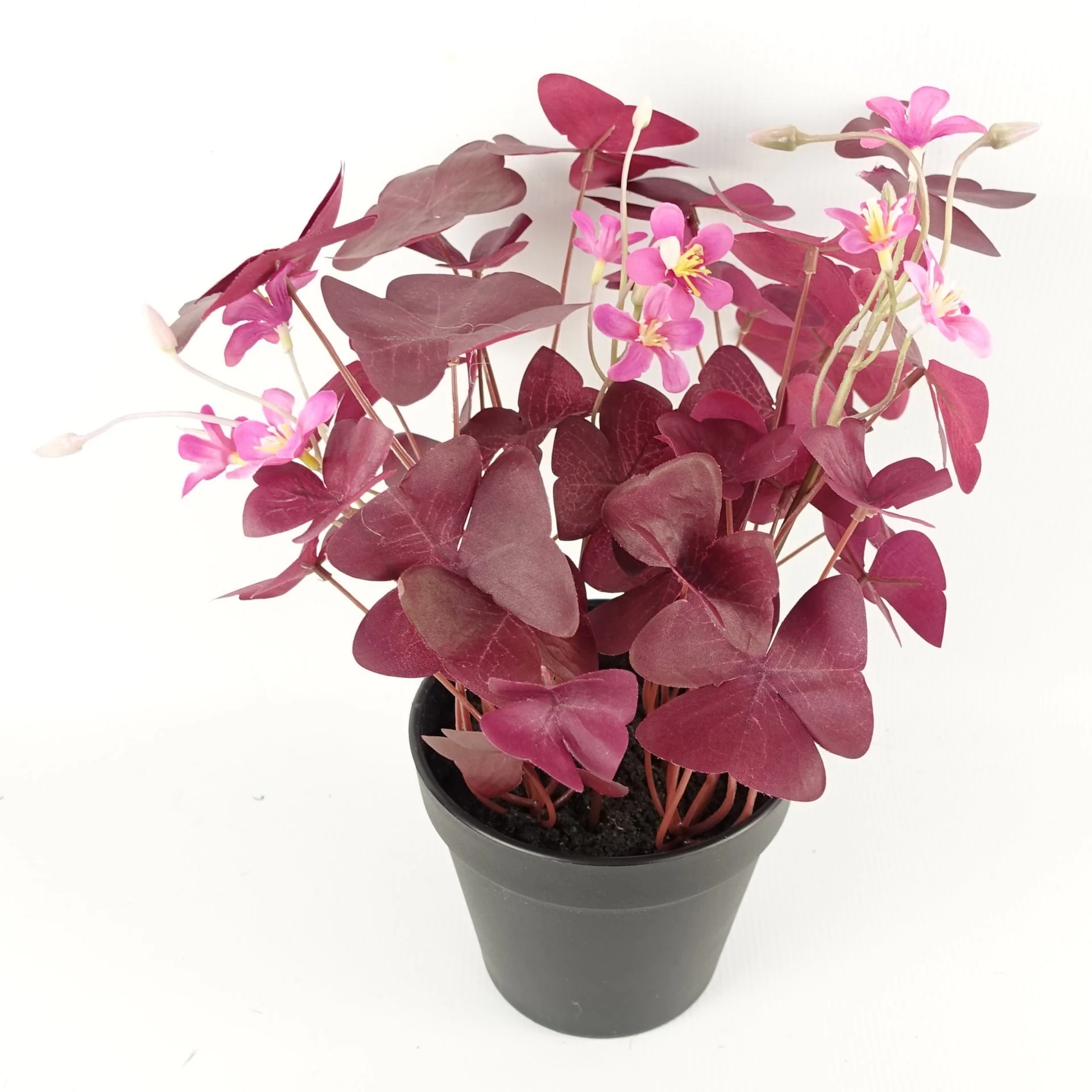 30cm Artificial Plant Purple Shamrock Pink Flowers Potted - Image 3
