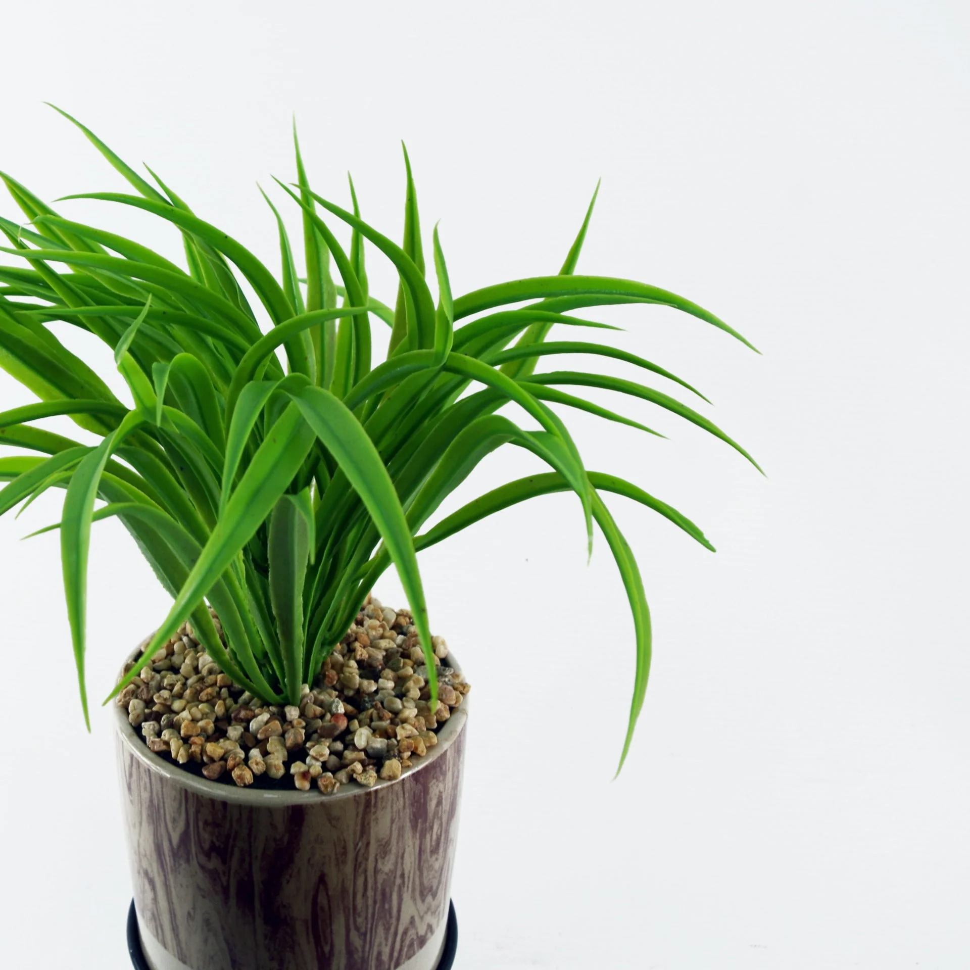 35cm Artificial Grass with Ceramic Planter & Metal Stand - Image 3