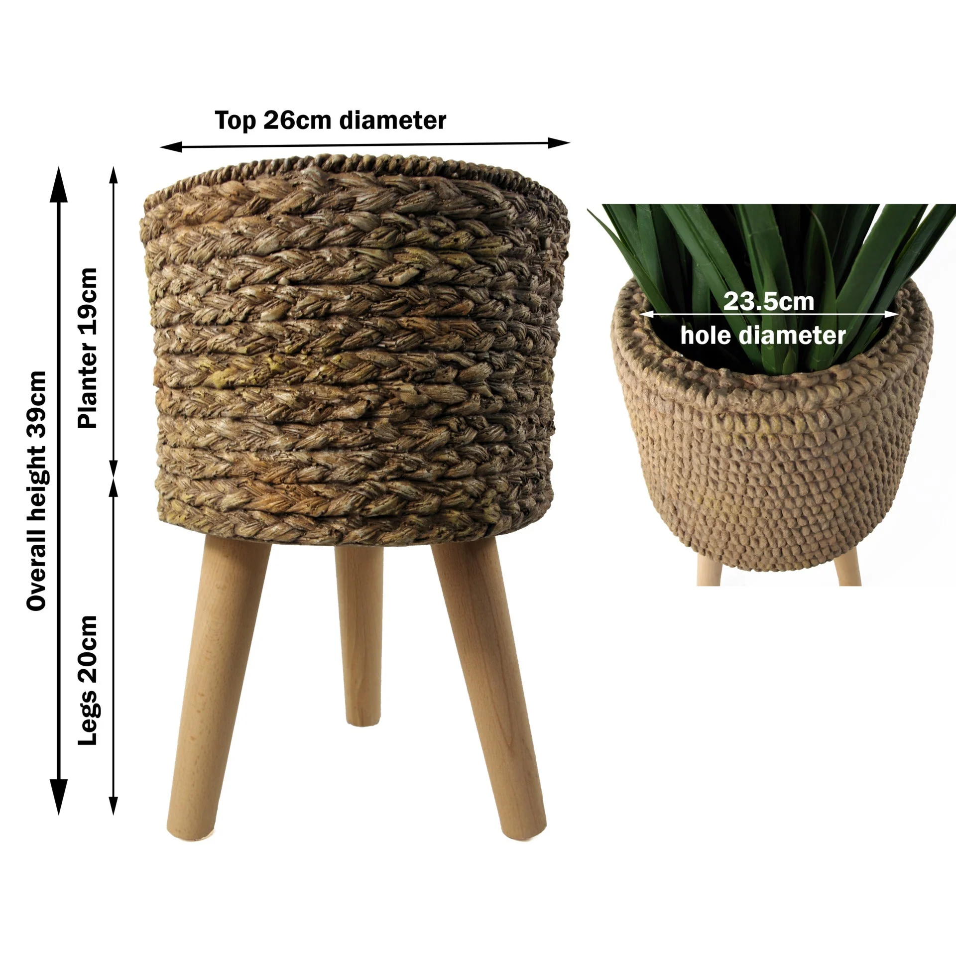 39cm x 26cm Woven Effect Composite Large Planter - Image 3