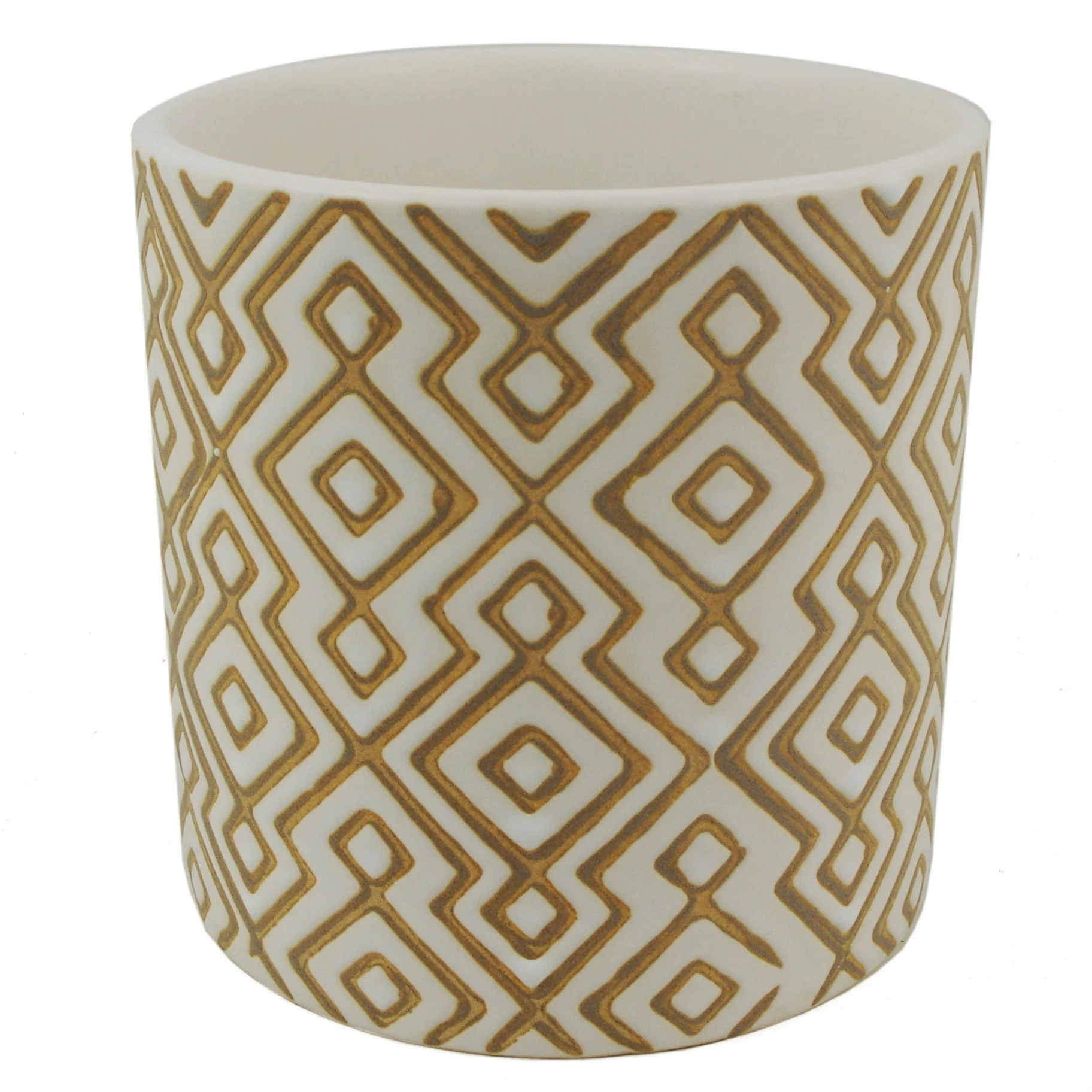 40cm Ceramic Geometric Planter And Artificial Fern Plants - Image 3