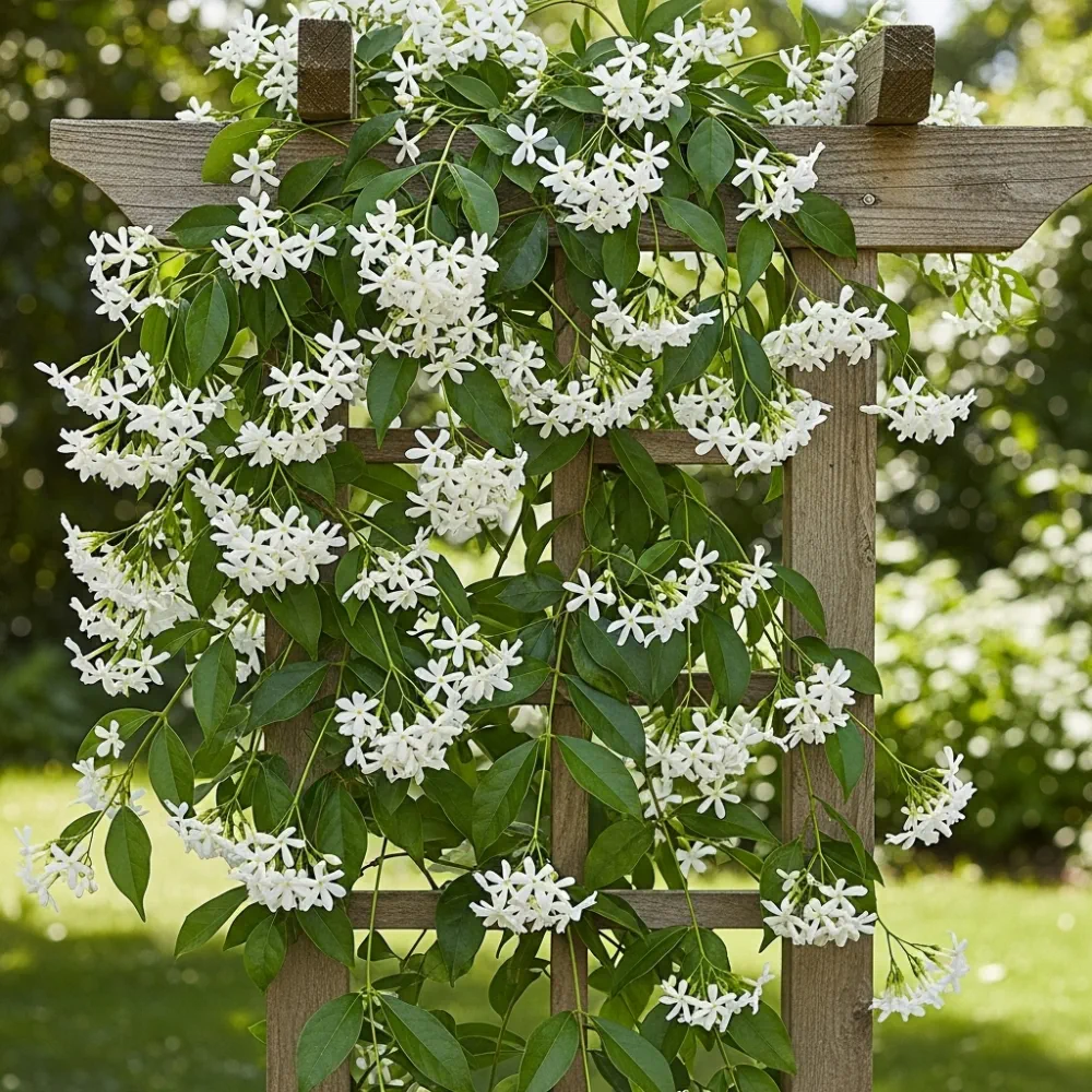4ft Star Jasmine | Trachelospermum jasminoides | Pyramid Trained | 3L Pot - Image 4