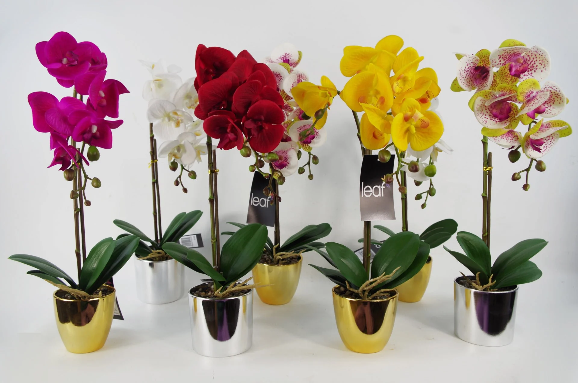 52cm Artificial Orchid Large - Dark Pink / Silver - Image 4