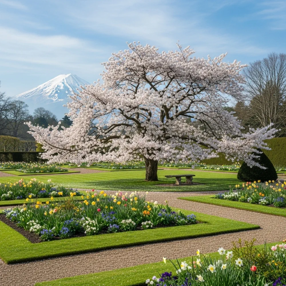 5ft 'Mount Fuji' Cherry Blossom Tree | Prunus serrulata 'Shirotae' | 9L Pot | 2 Years Old