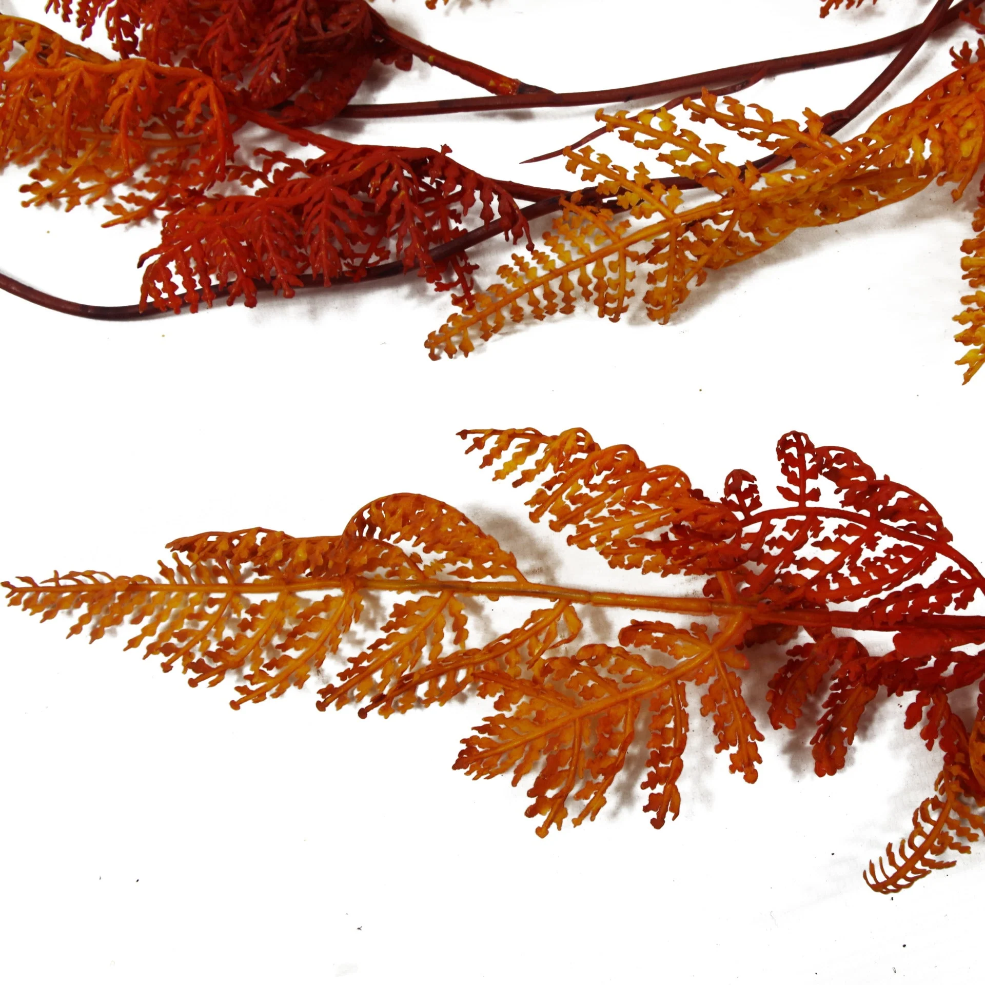 6 x 100cm Artificial Hanging Maidenhair Fern Plant Autumn Orange - Image 2