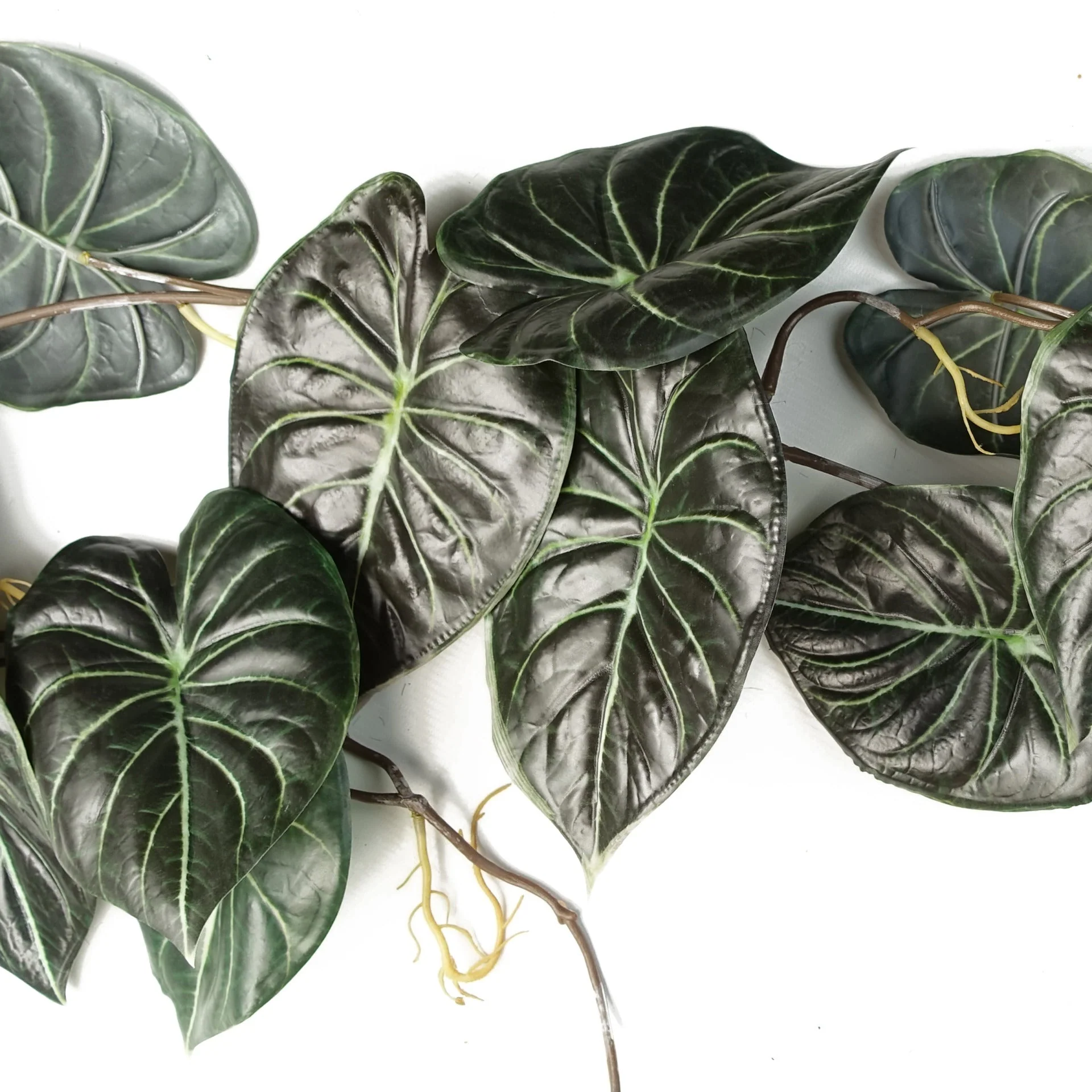 6 x 120cm Artificial Hanging Trailing Plant Alocasia Dragon Scale Dark - Image 3