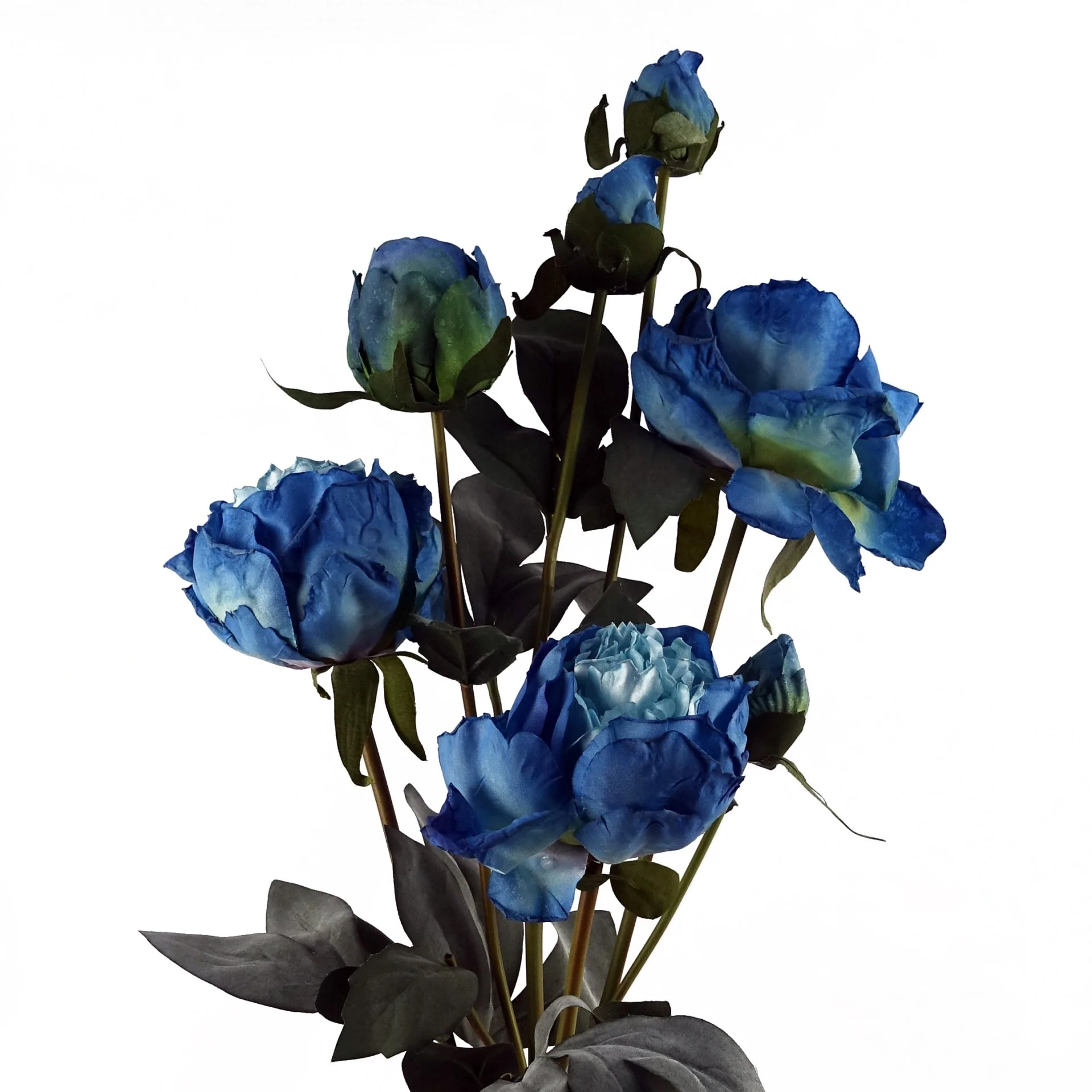 6 x 55cm Blue Peony Artificial Flower Stems - Image 3