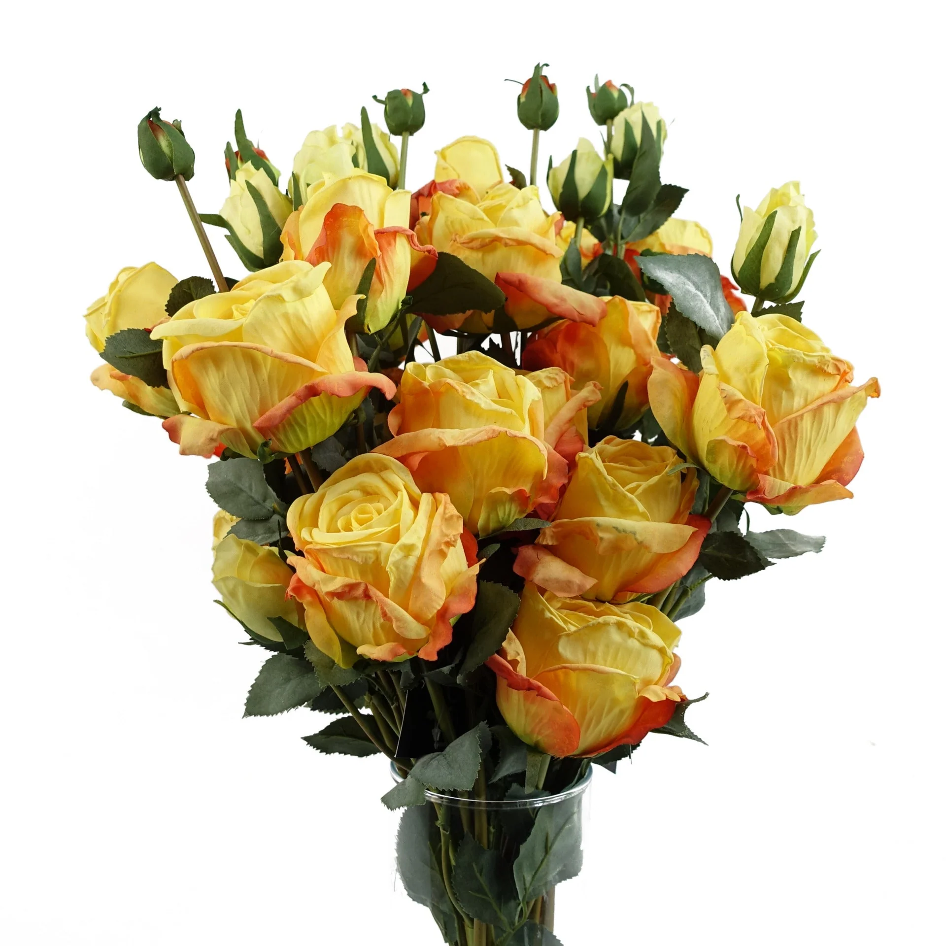 6 x 60cm Yellow Rose Artificial Flower Sprays - 24 Flowers 18 Buds - Image 2