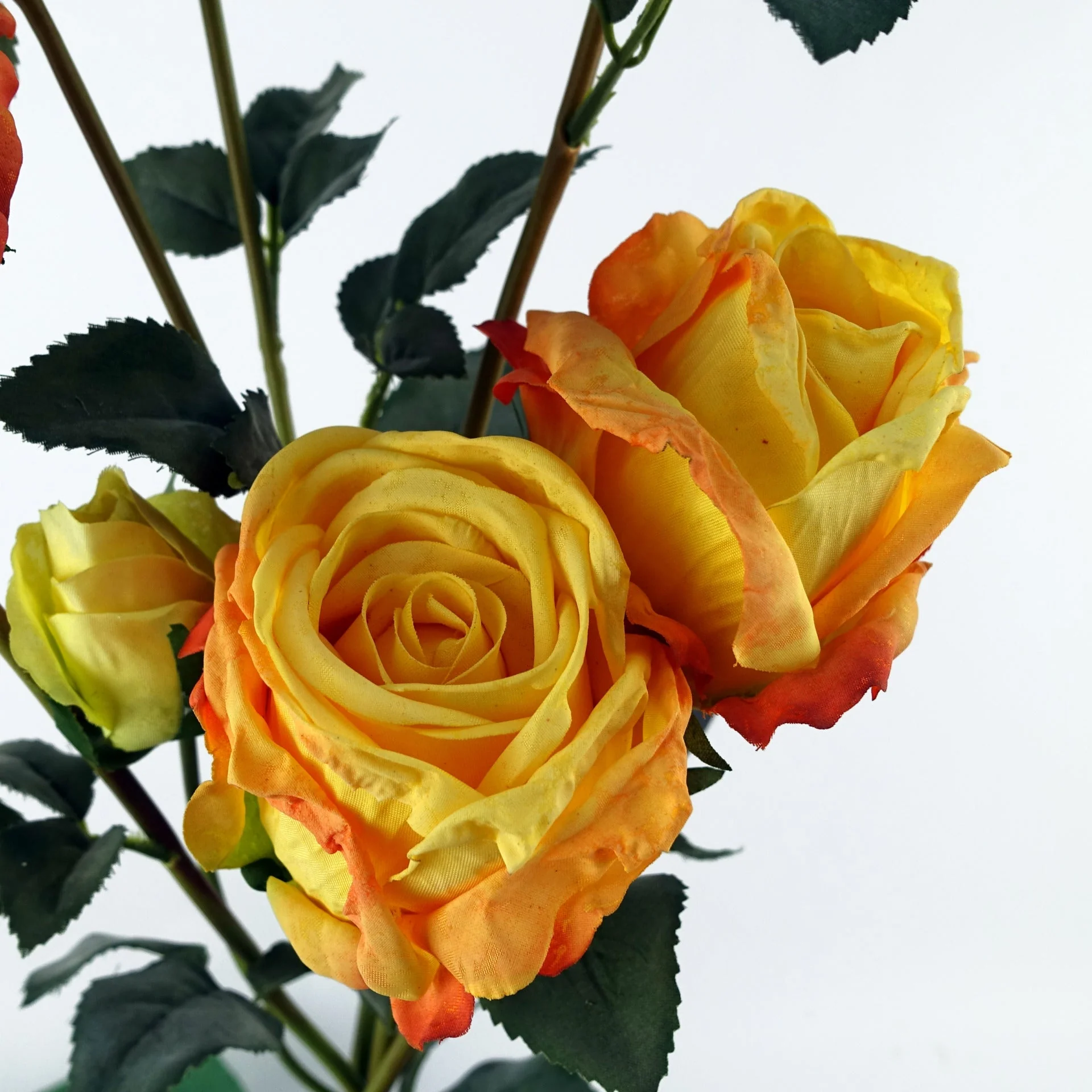 6 x 60cm Yellow Rose Artificial Flower Sprays - 24 Flowers 18 Buds - Image 4