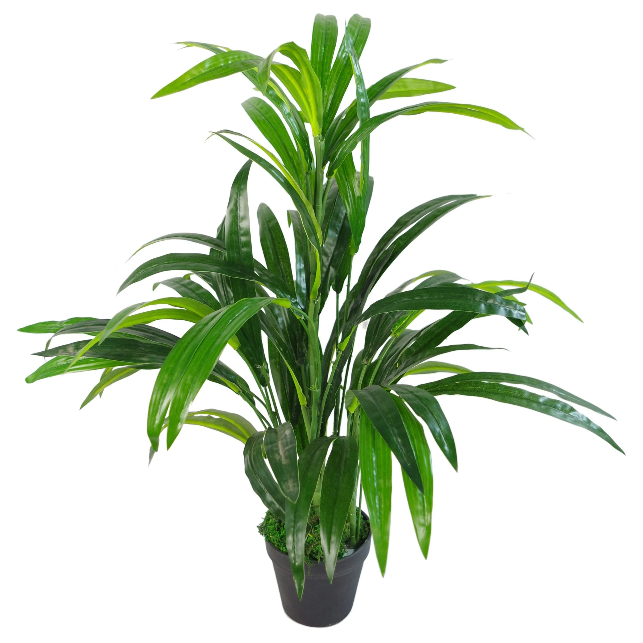 65cm Artificial Large Leaf Bamboo Shrub Plant with Silver Metal Planter - Image 3