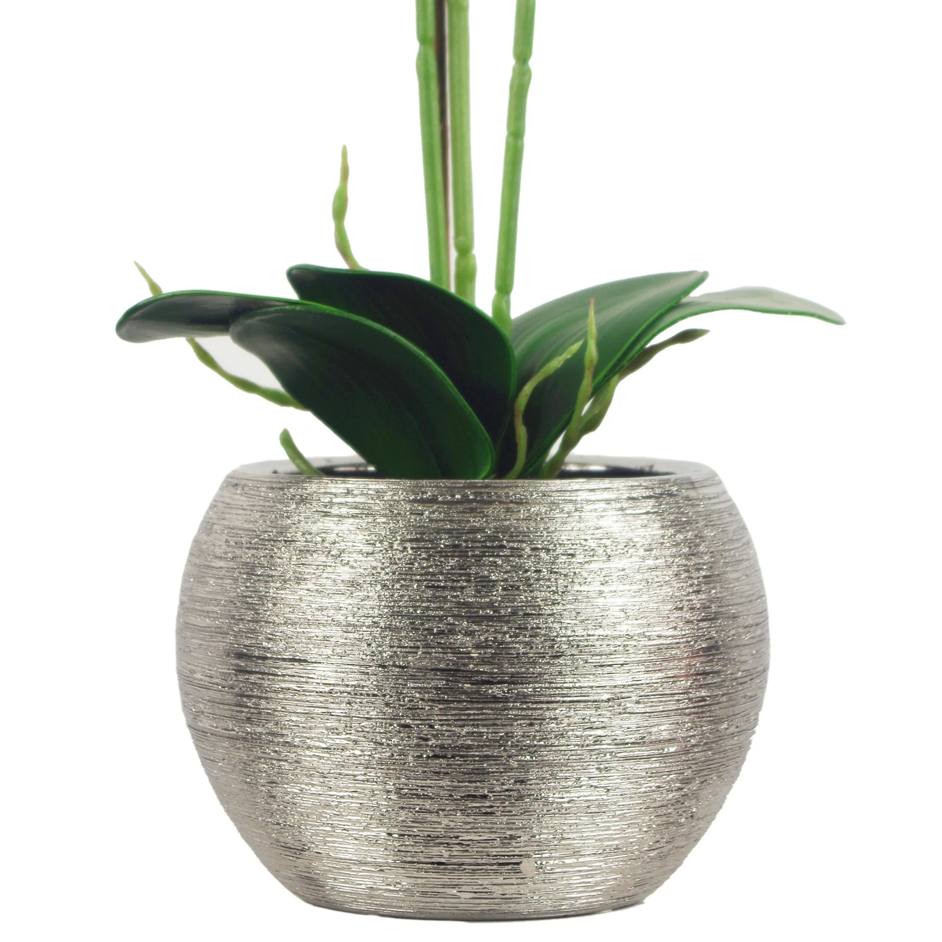 70cm Artificial Orchid Light Pink with Silver Ceramic Planter - Image 3