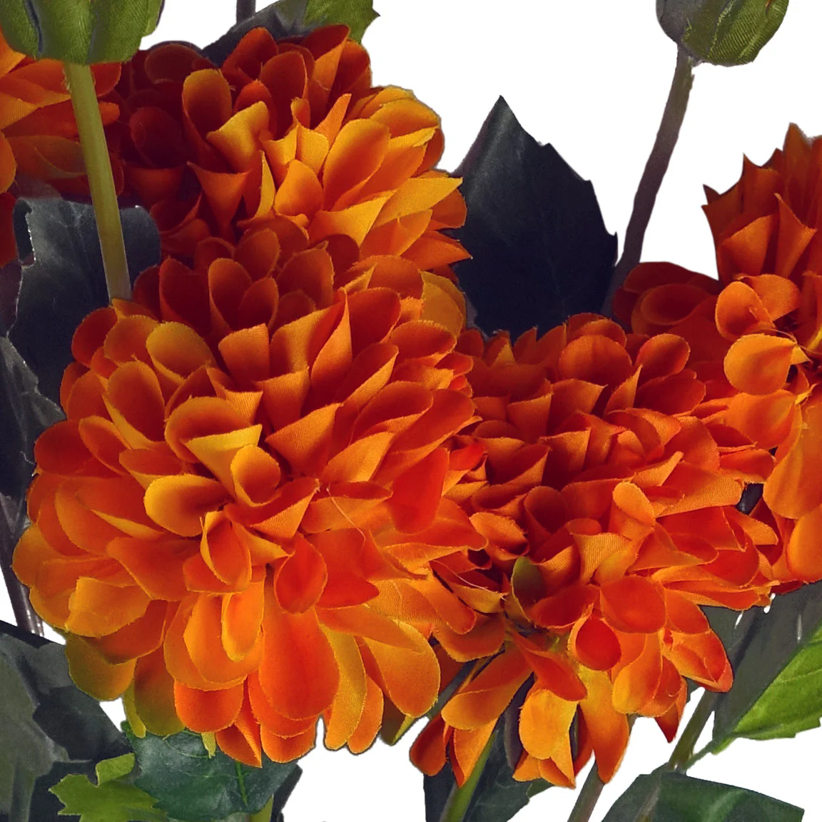 75cm Artificial Dahlia PomPom Flower Stem Orange - Image 3