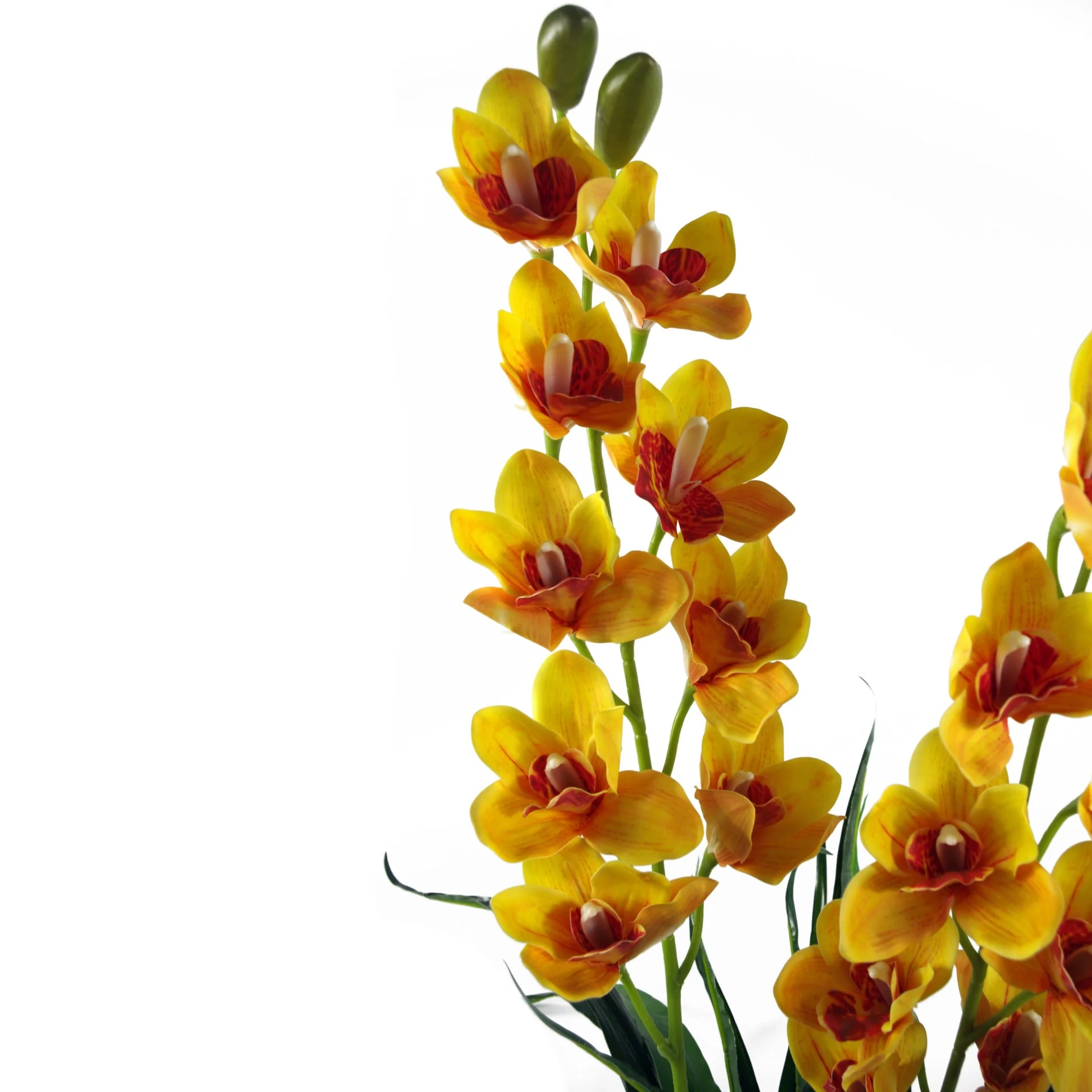 90cm Artificial Cymbidium Orchid Plant - Extra Large - Yellow Flowers - Image 3
