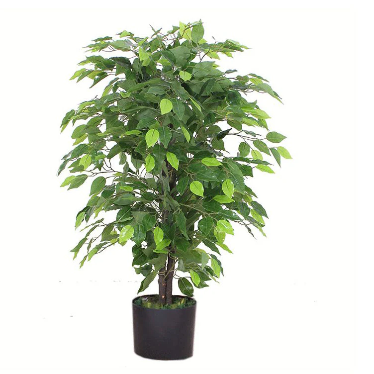 90cm Artificial Ficus Tree / Plant - Silver Metal Planter - Image 4