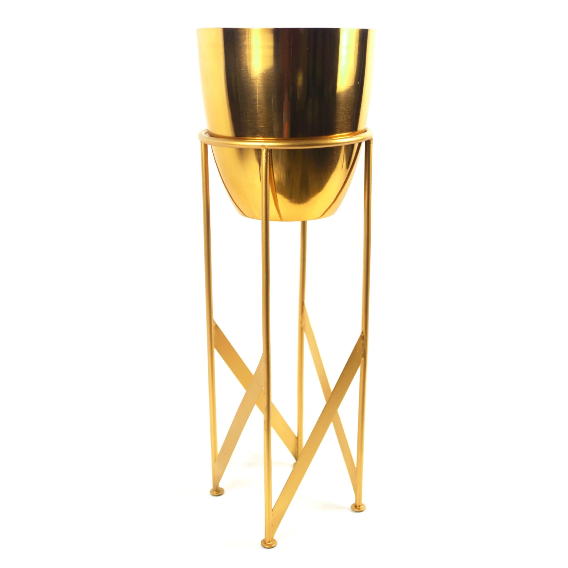 90cm Gold Planter with Artificial Yukka Plant - Image 2