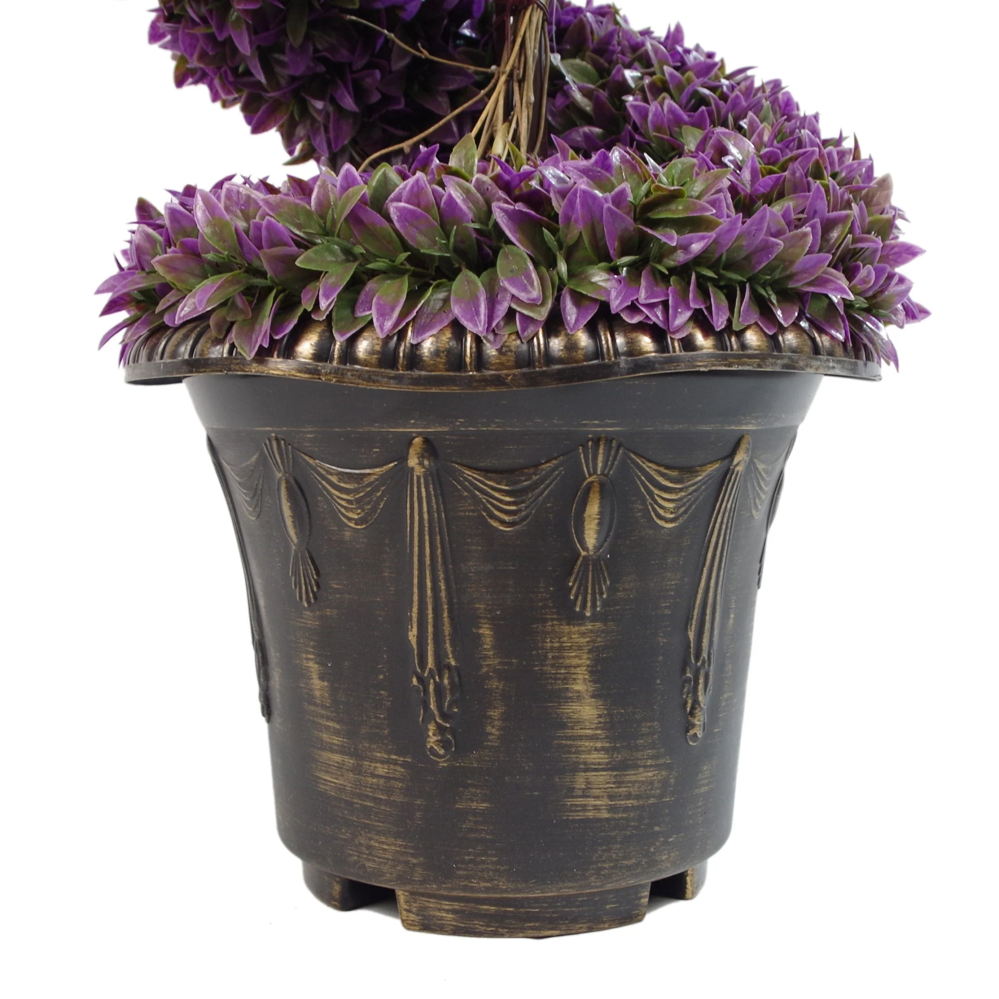 90cm Purple Large Leaf Spiral with Decorative Planter - Image 4