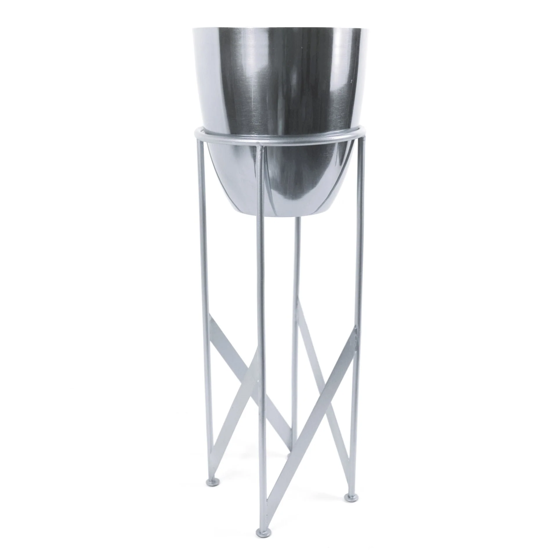 90cm Silver Planter  with Artificial Yukka Plant - Image 2