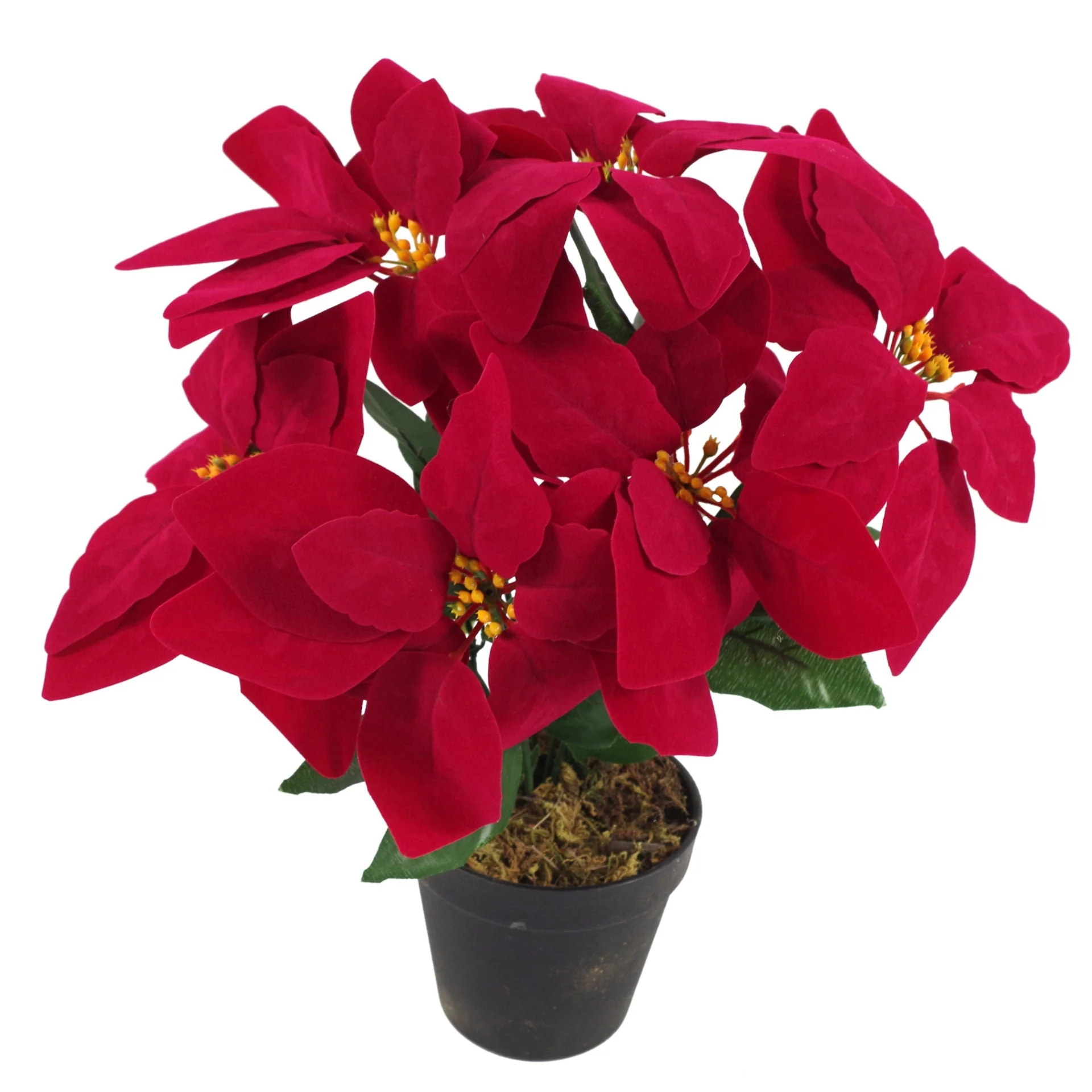 Artificial Christmas Xmas Poinsettias Copper Curve Large Metal Planter - Image 3