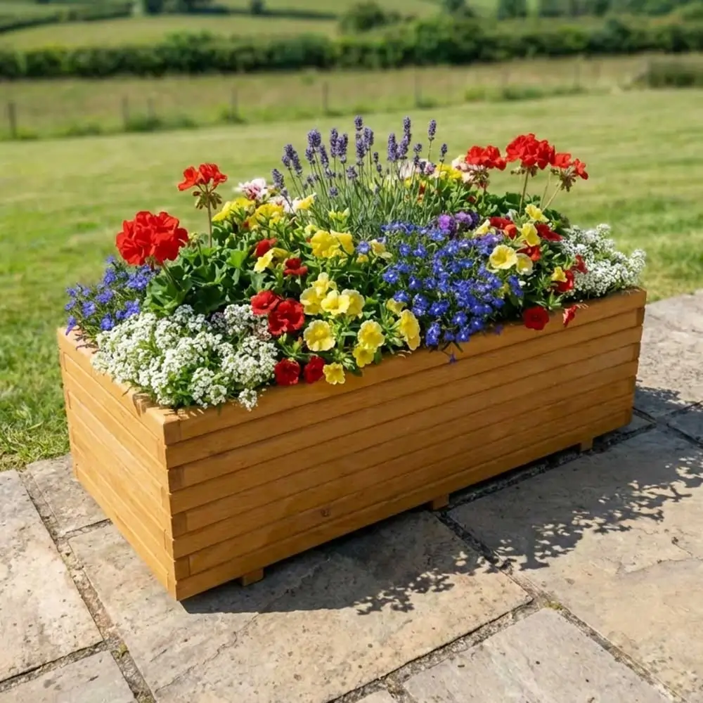 Pine Raised Wooden Trough Planter with Feet - Image 110
