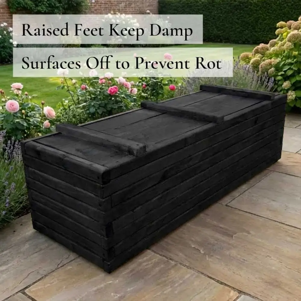 Pine Raised Wooden Trough Planter with Feet - Image 131
