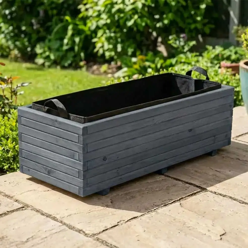 Pine Raised Wooden Trough Planter with Feet - Image 152