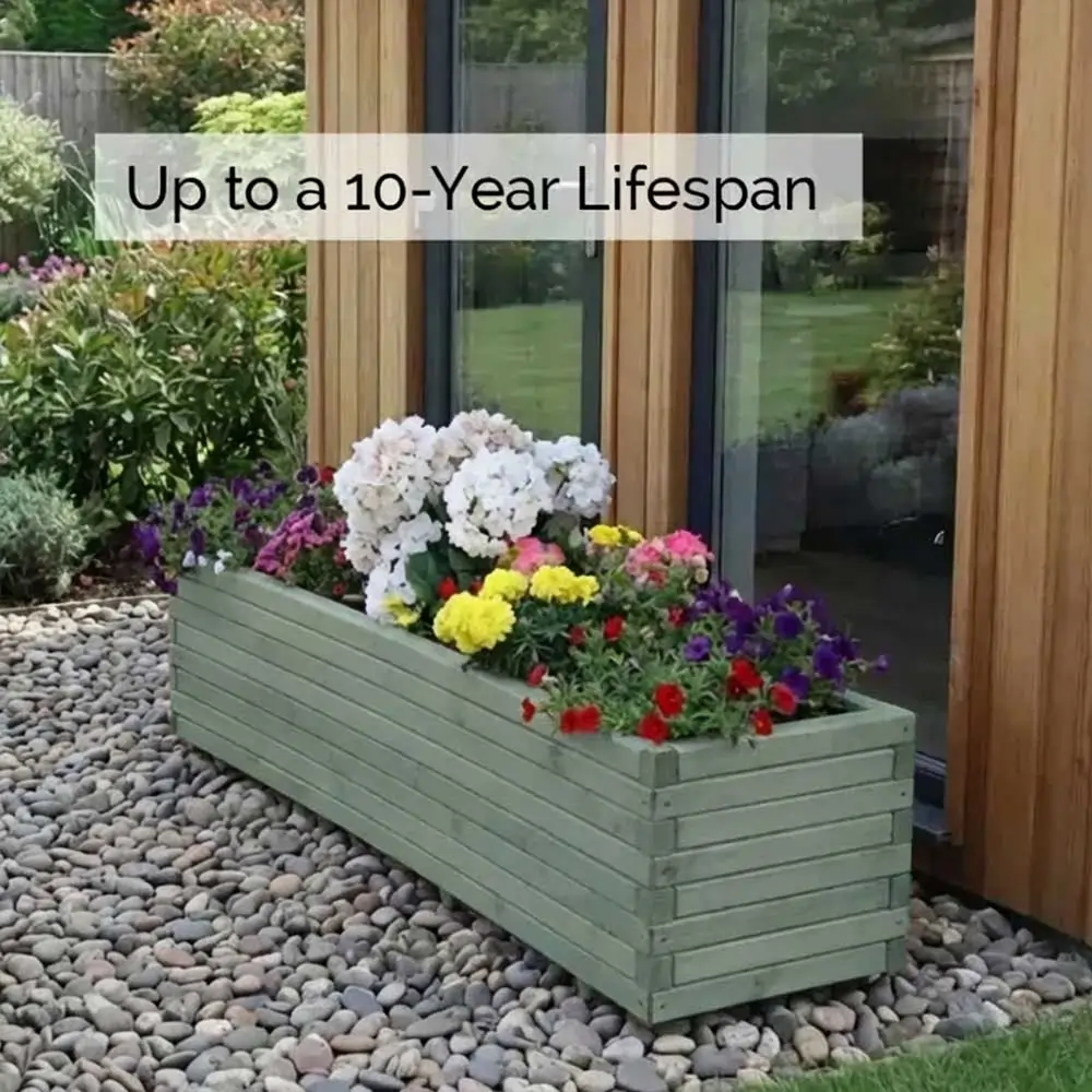 Pine Raised Wooden Trough Planter with Feet - Image 161