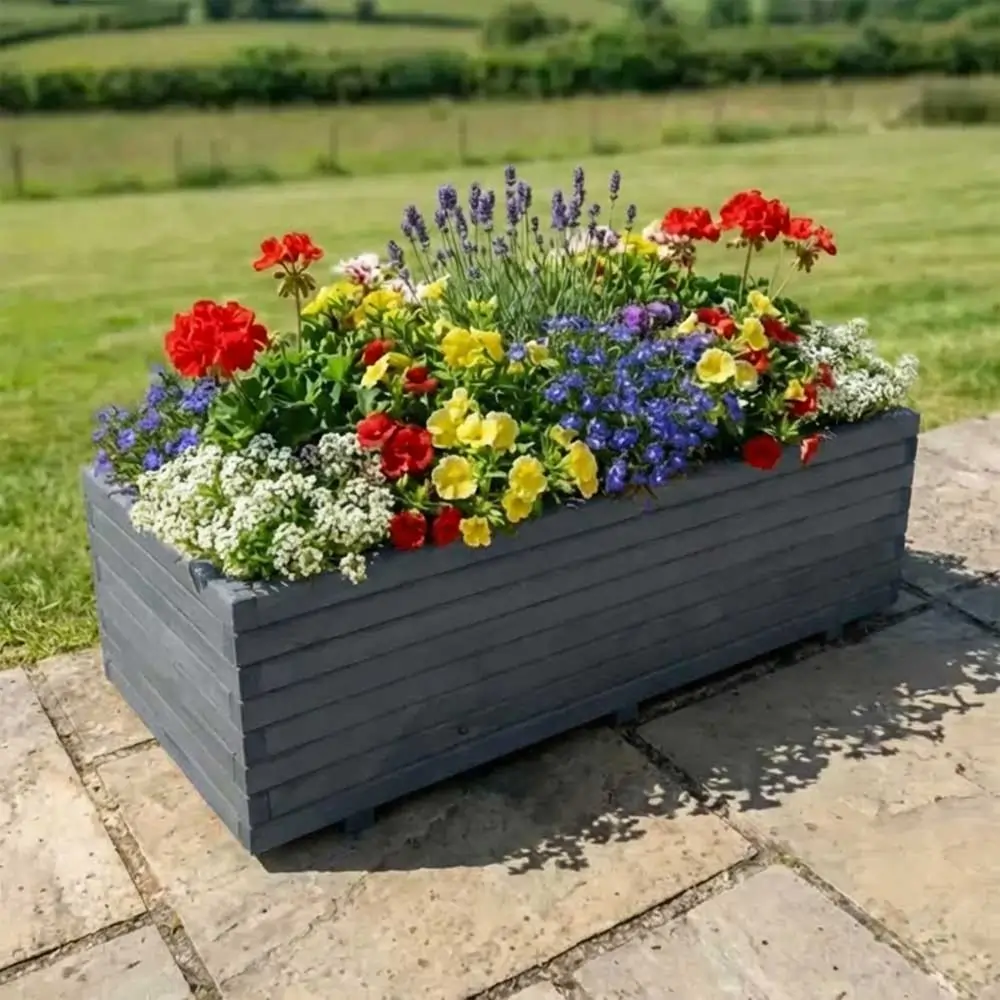 Pine Raised Wooden Trough Planter with Feet - Image 19
