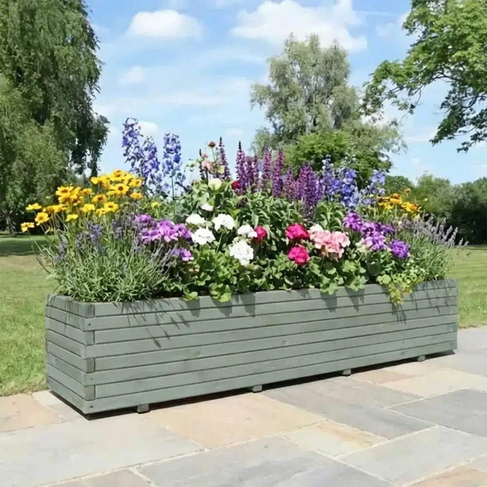 Pine Raised Wooden Trough Planter with Feet - Image 47