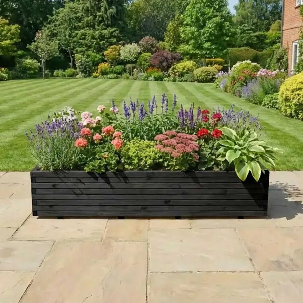 Pine Raised Wooden Trough Planter with Feet - Image 58