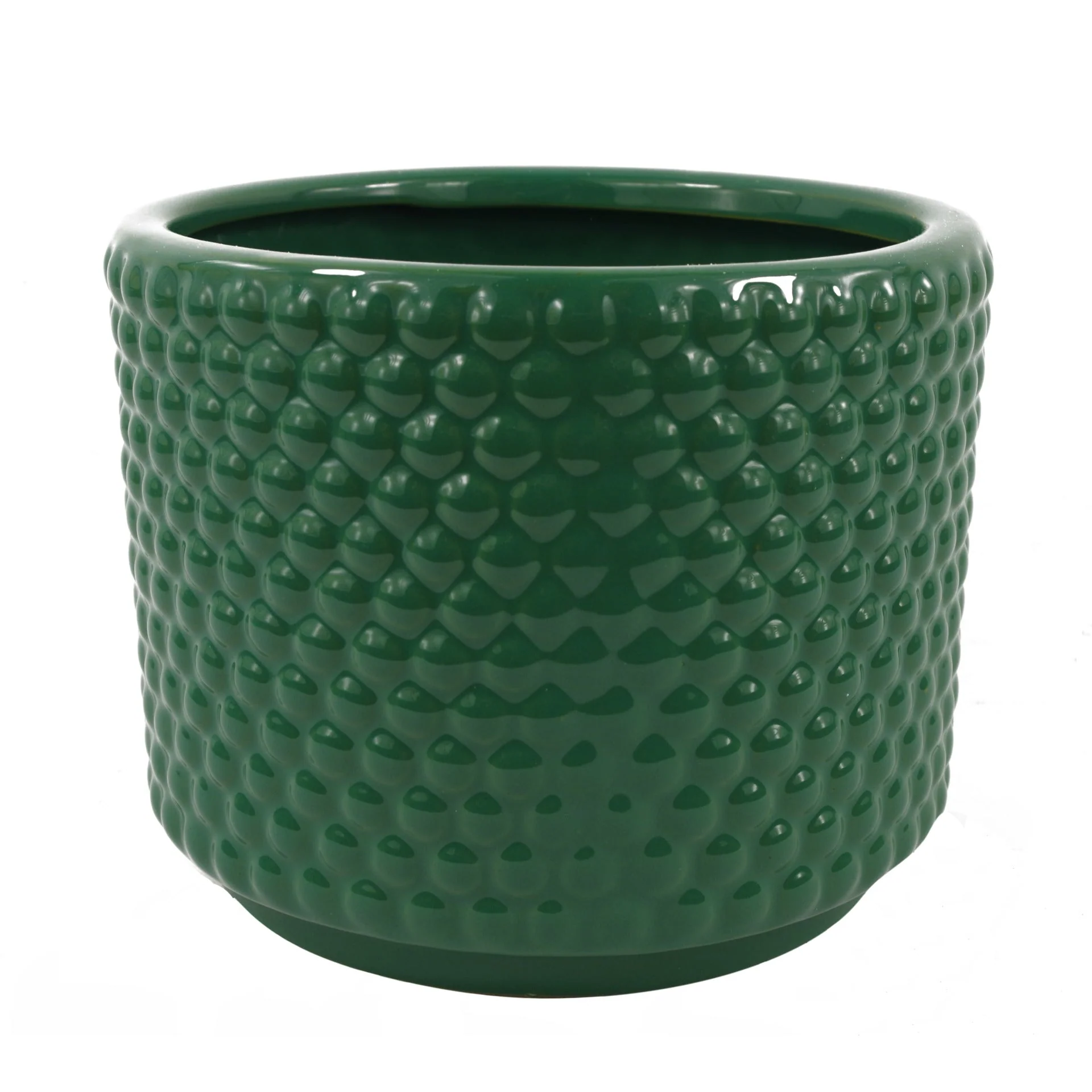 Green Raised Dots Ceramic Plant Pot 15 x 15 x 12.5cm