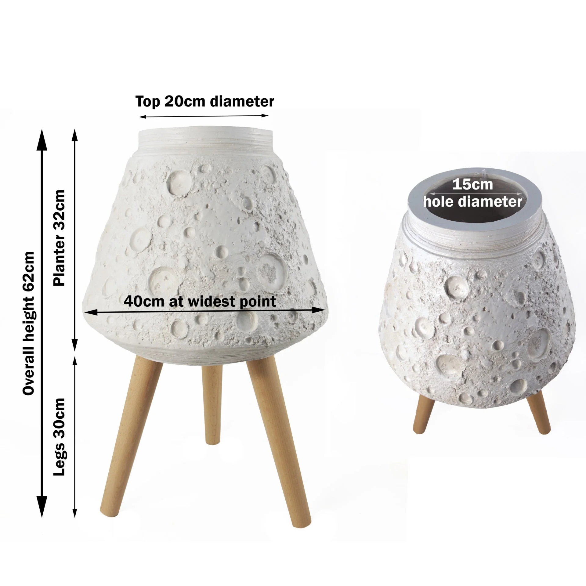Moon White Planter with Stand - Image 2