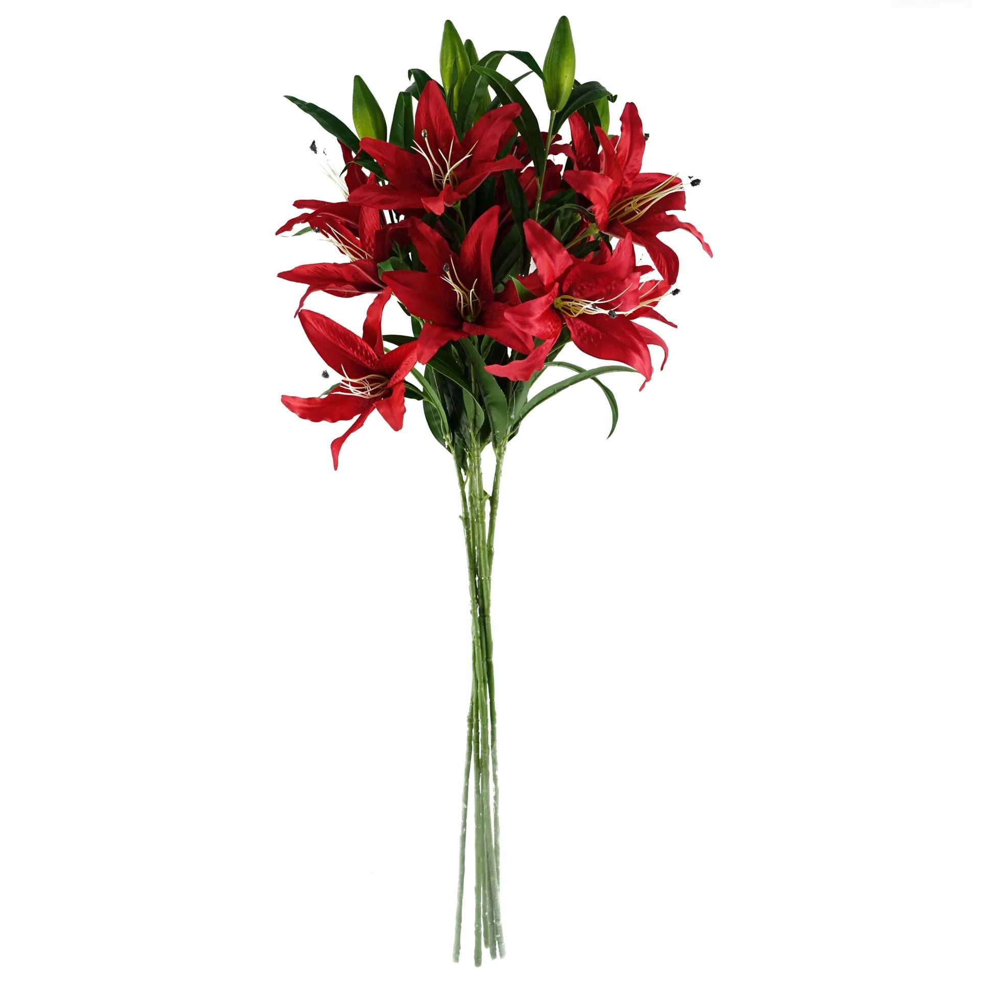 Pack of 6 x 100cm Large Red Lily Stem - 18 Flowers - Image 2